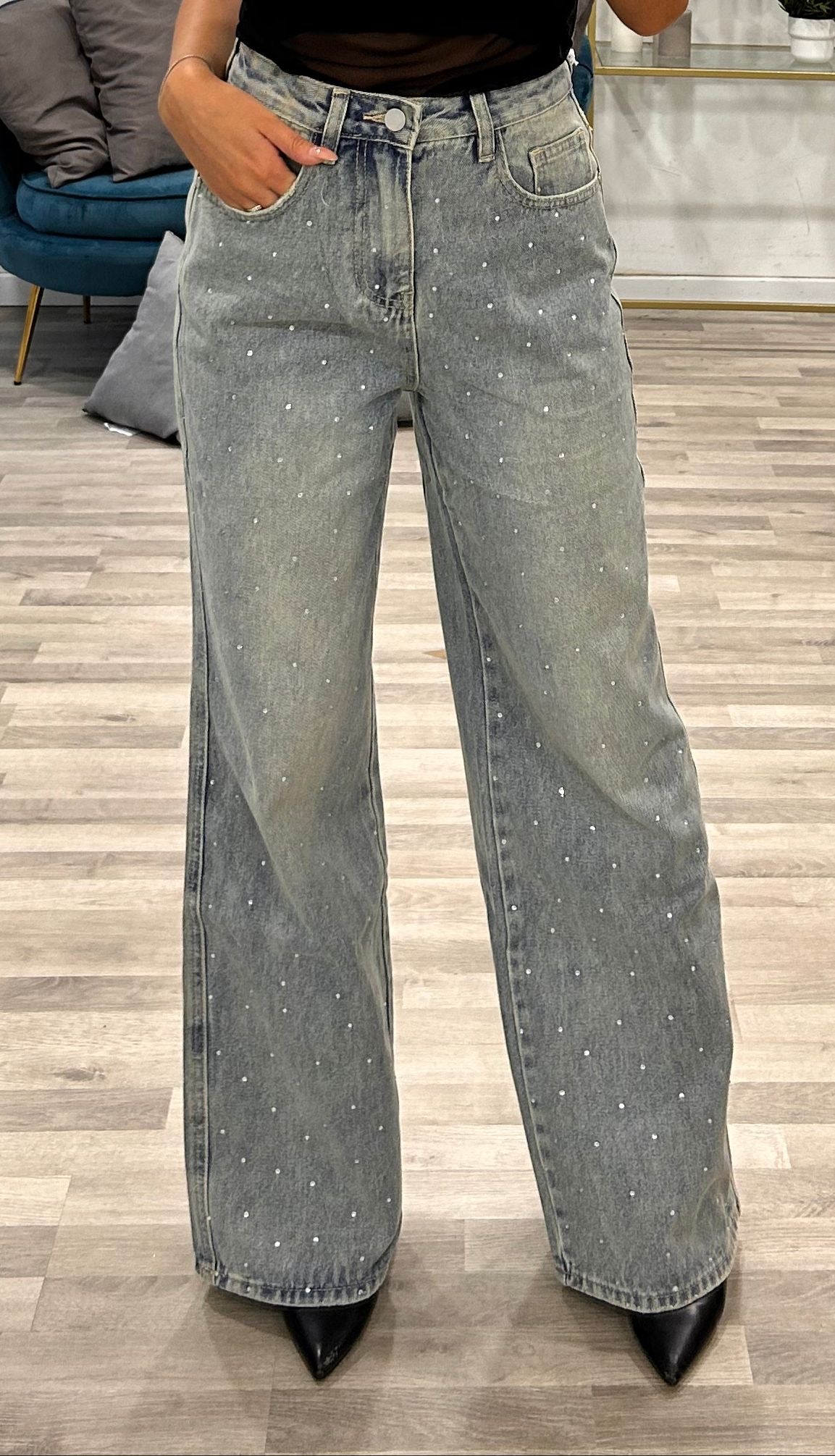 jeans con brillantini rem