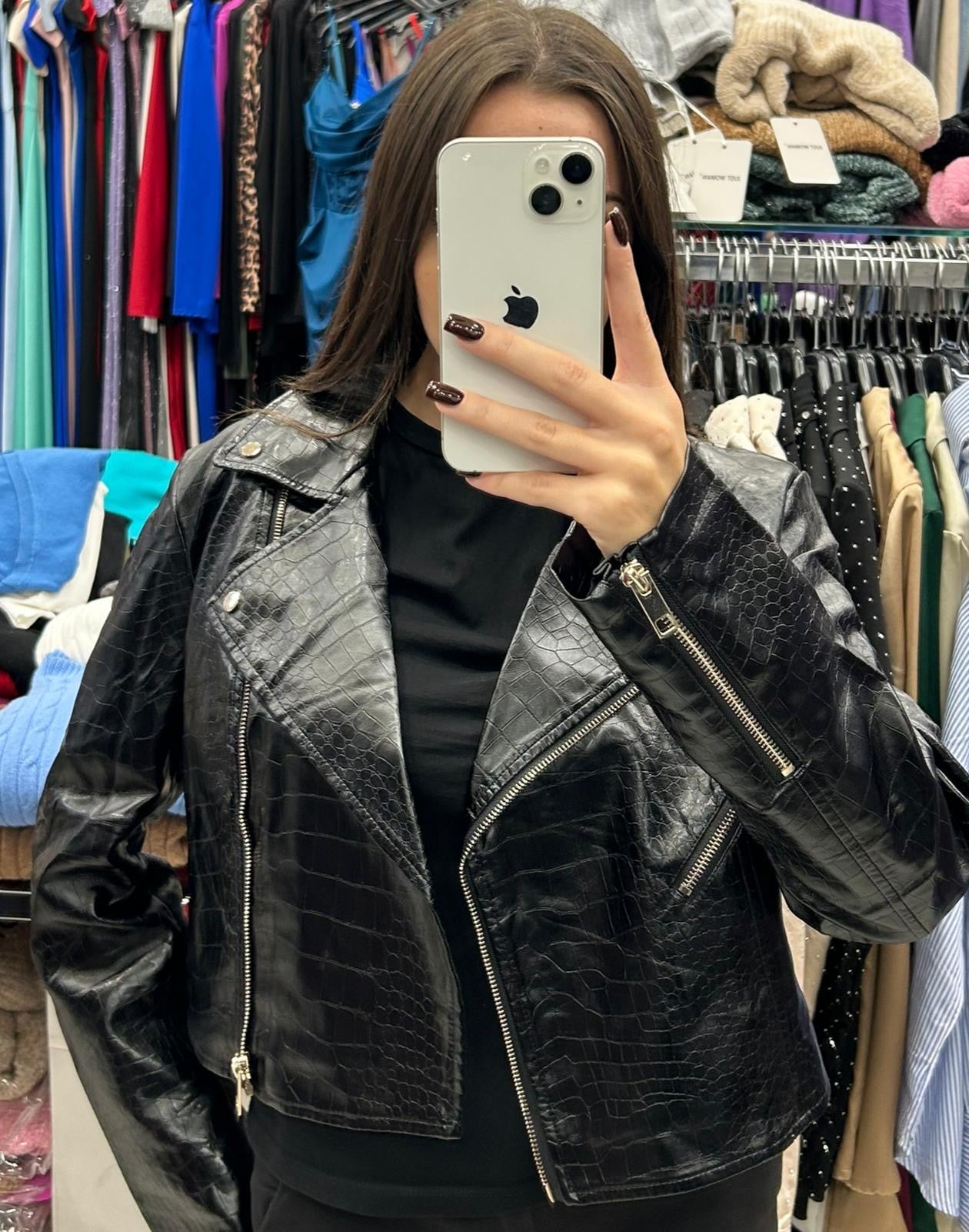 chiodo ecopelle nero alba