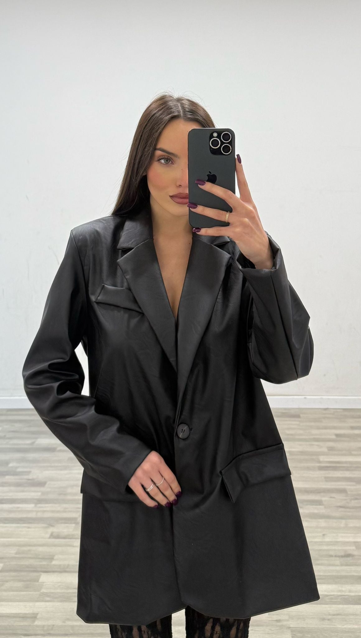 giacca oversize pelle