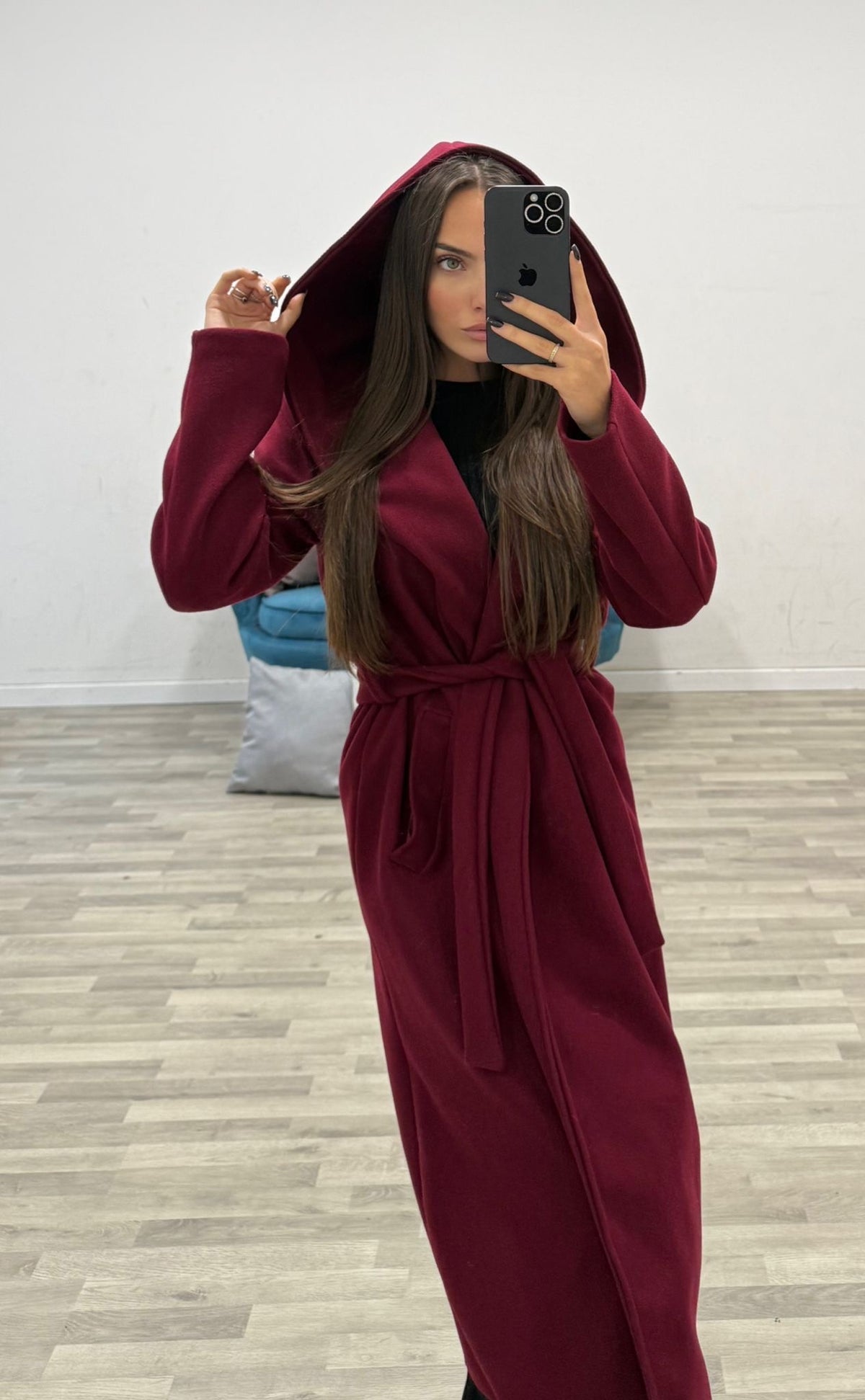 cappotto lungo con cappuccio
