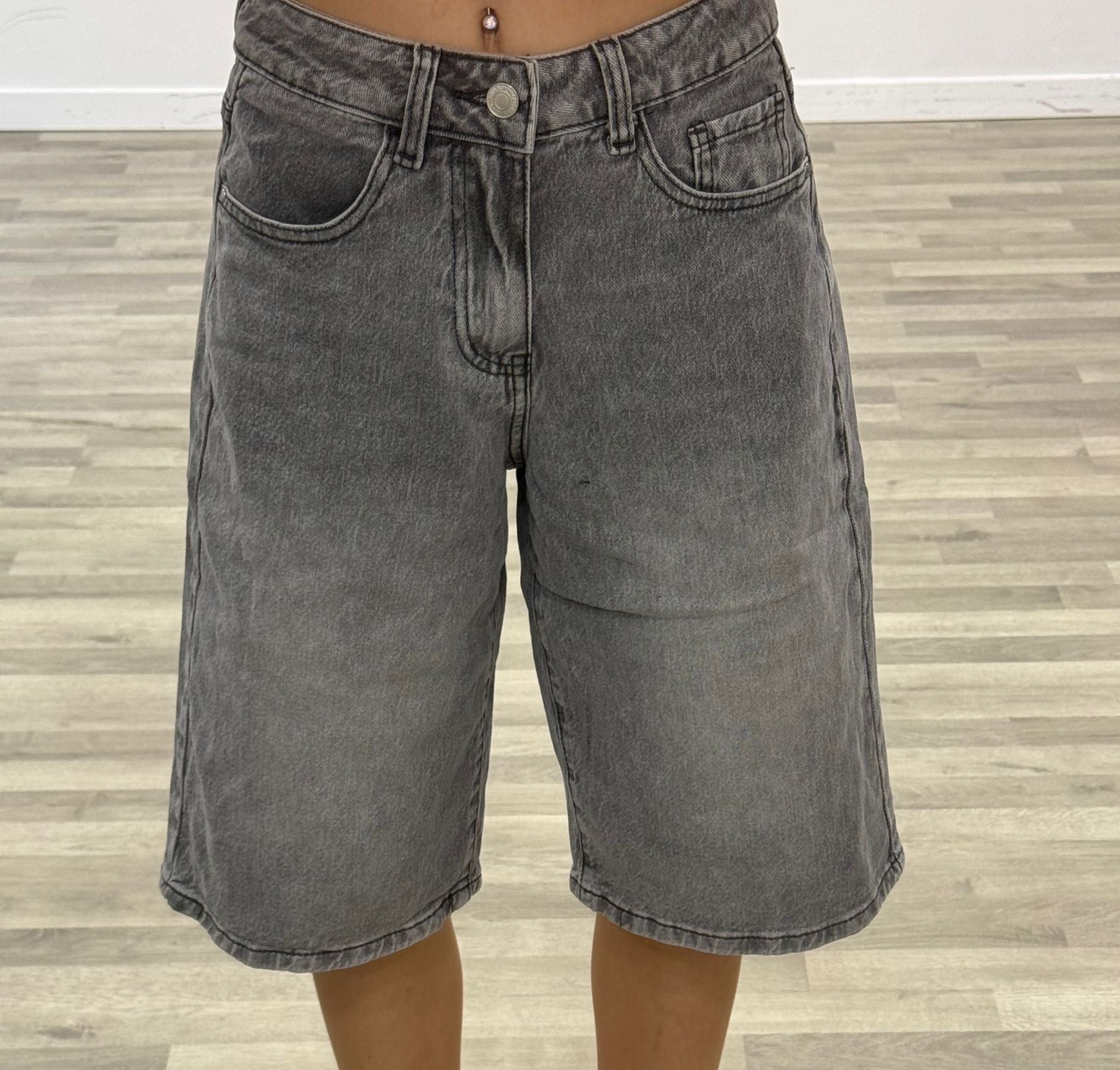 bermuda con tasca glitter grigio