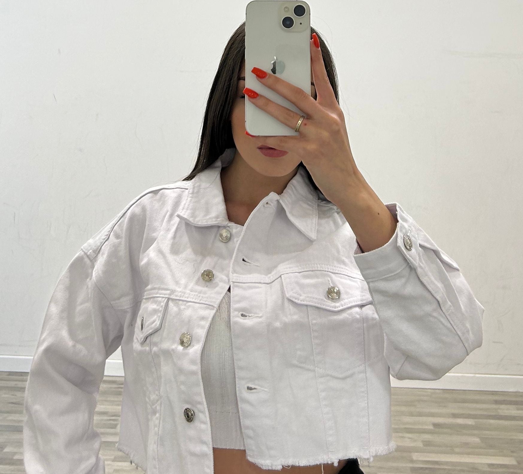 giubbino di jeans bianco