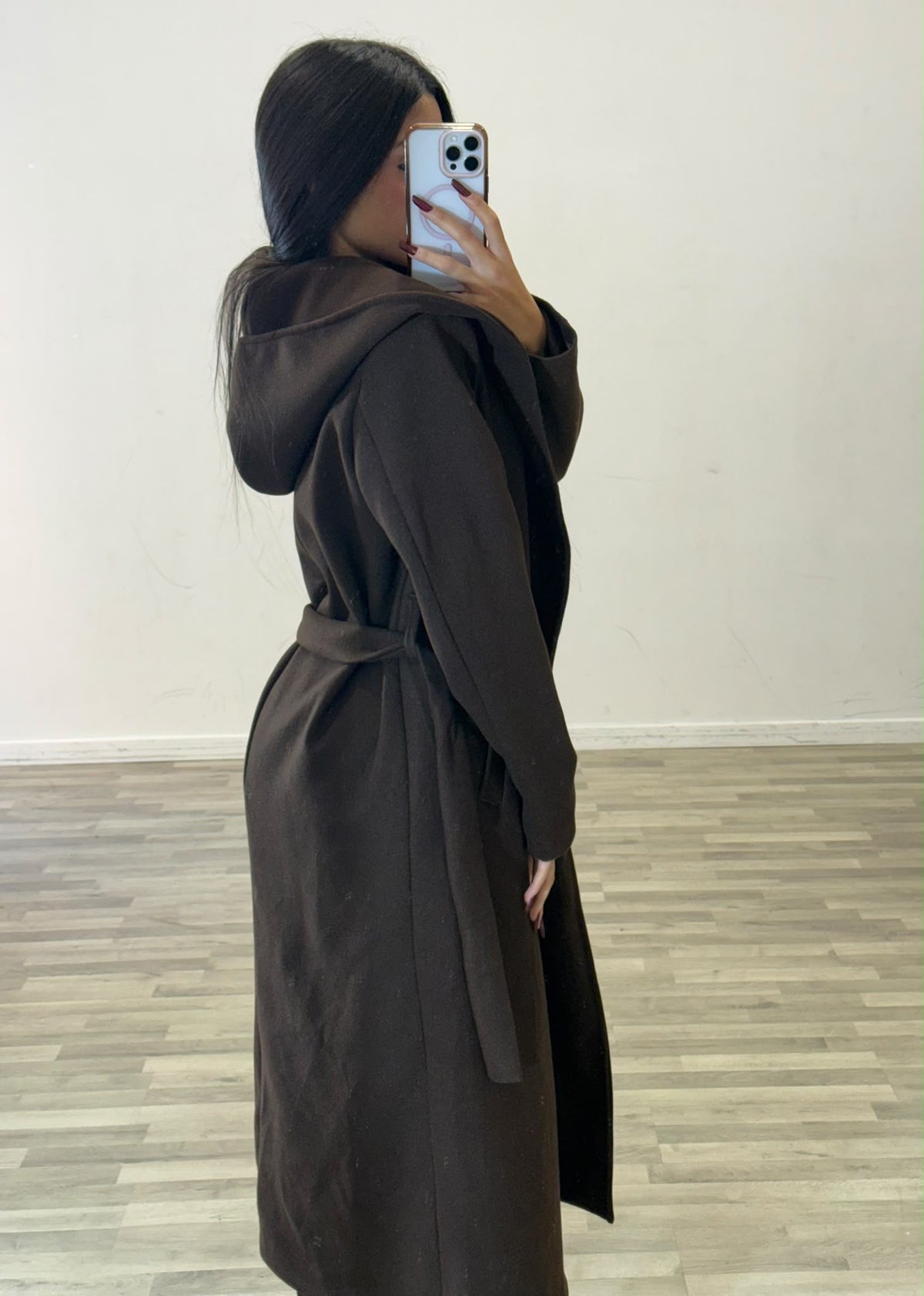 cappotto lungo con cappuccio