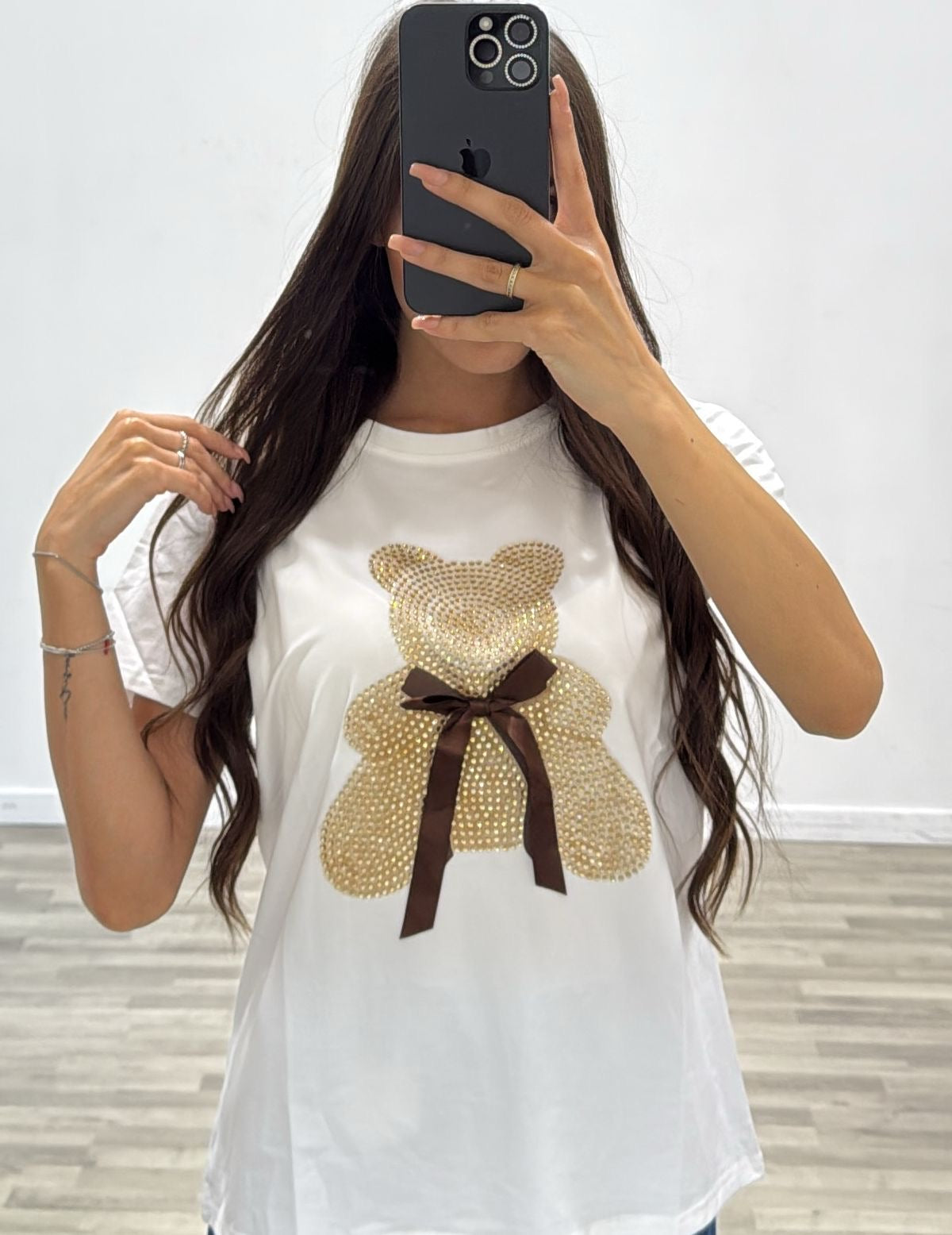 t-shirt orsetto con fiocco
