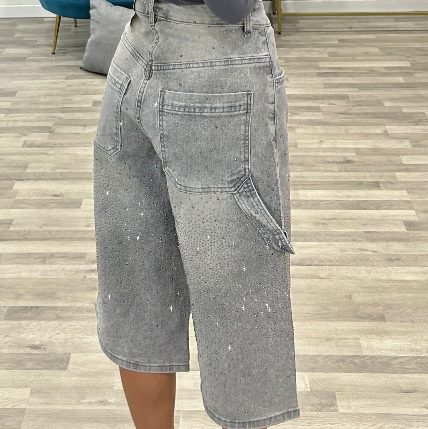 bermuda di jeans grey