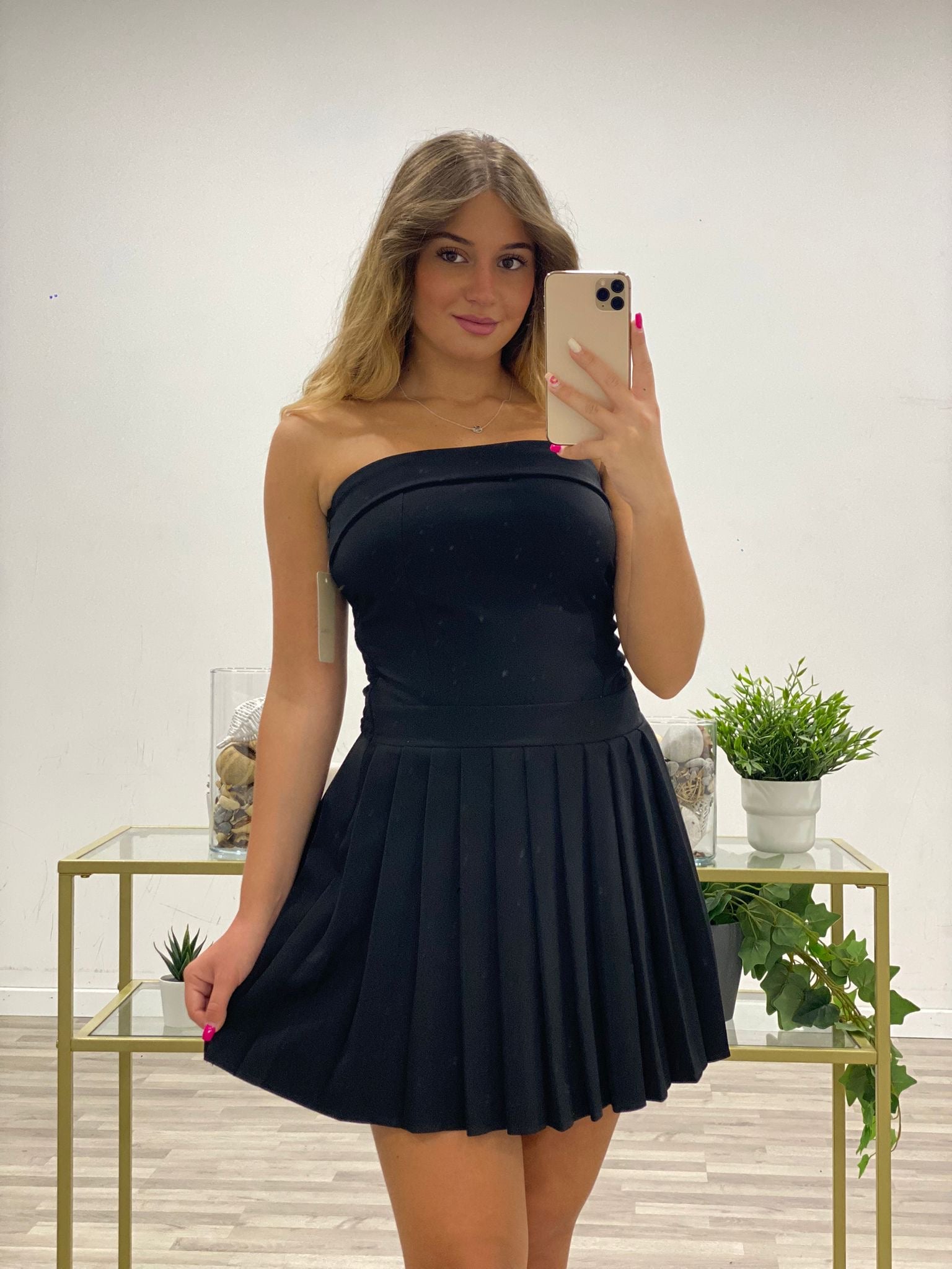 vestitino a fascia con gonna plisse