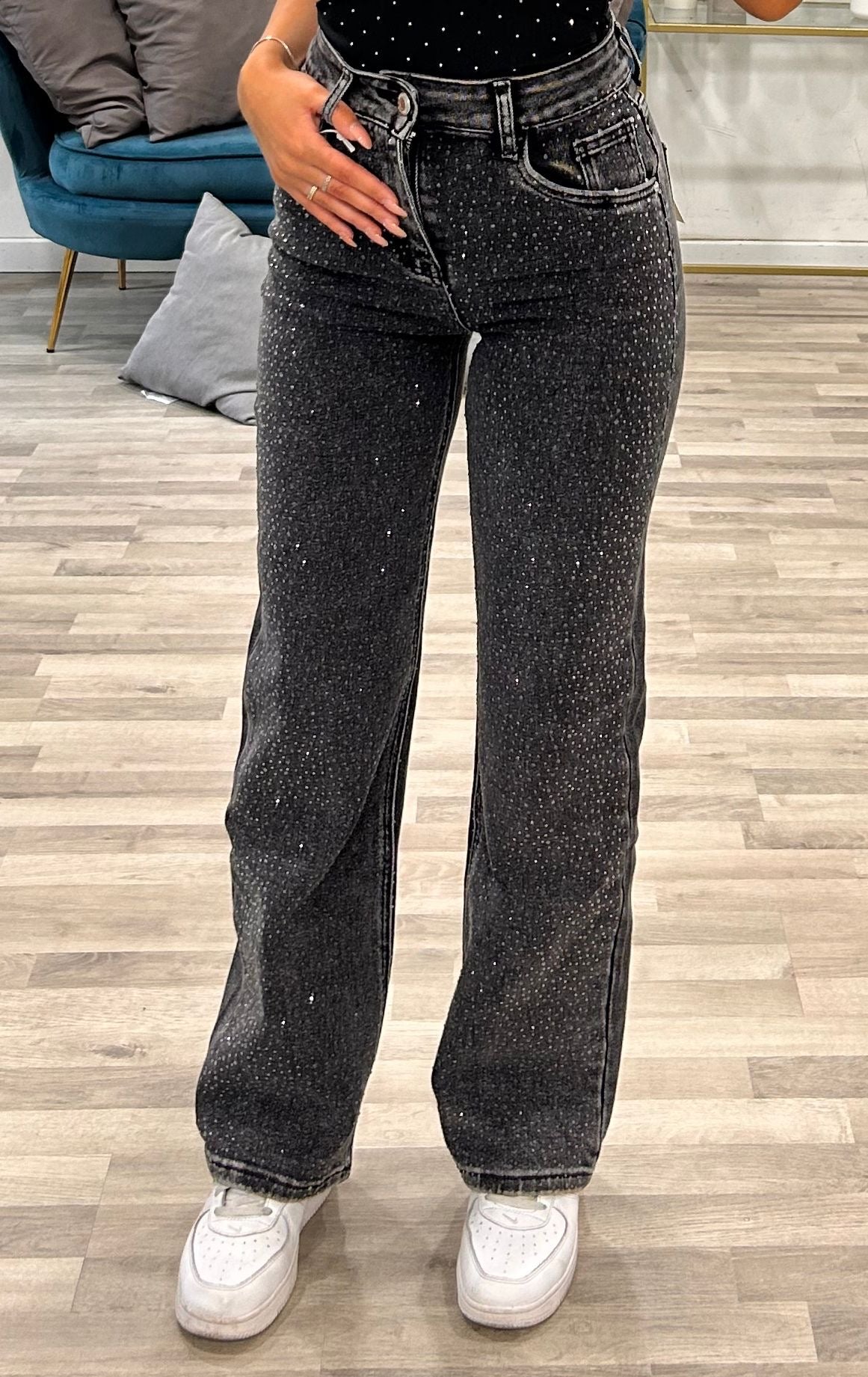 jeans black con brillantini