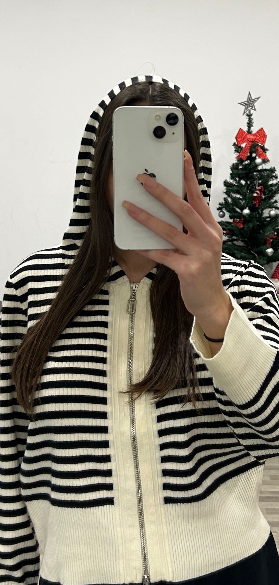 maglia con cappuccio rigato