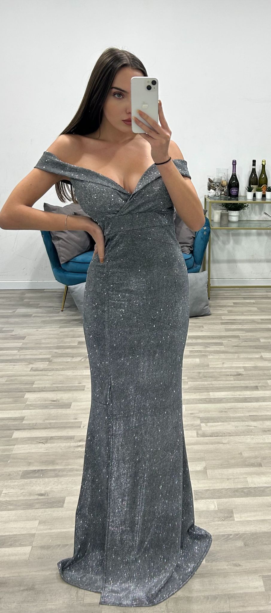 vestito scollo cuore lurex