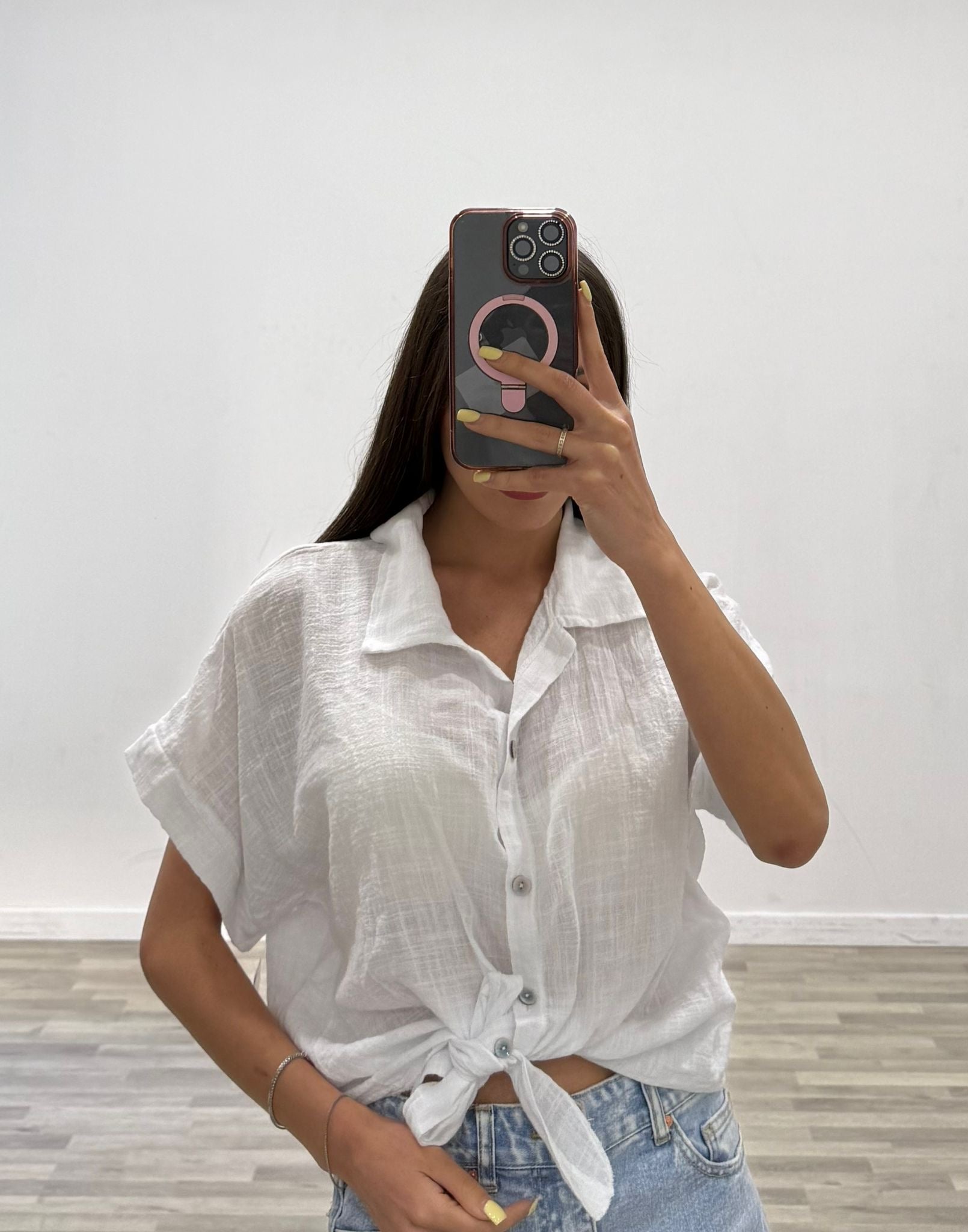 camicia lino con nodo all colours