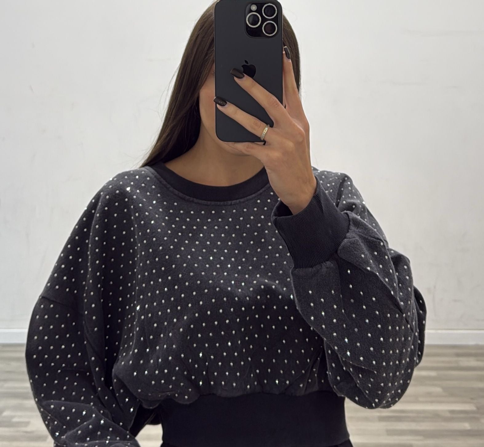 felpa corta con brillantini slave'