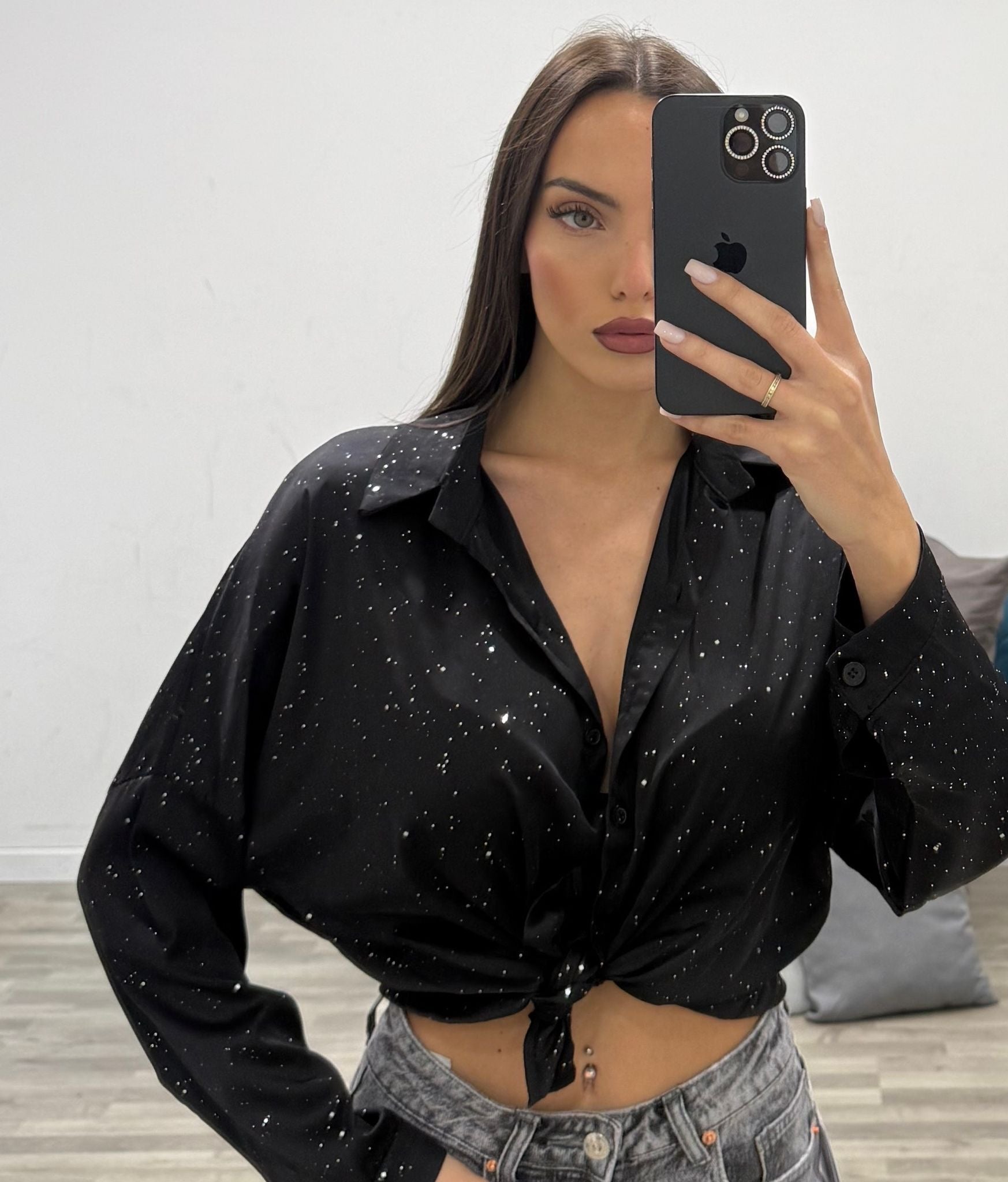 camicia lurex con nodo