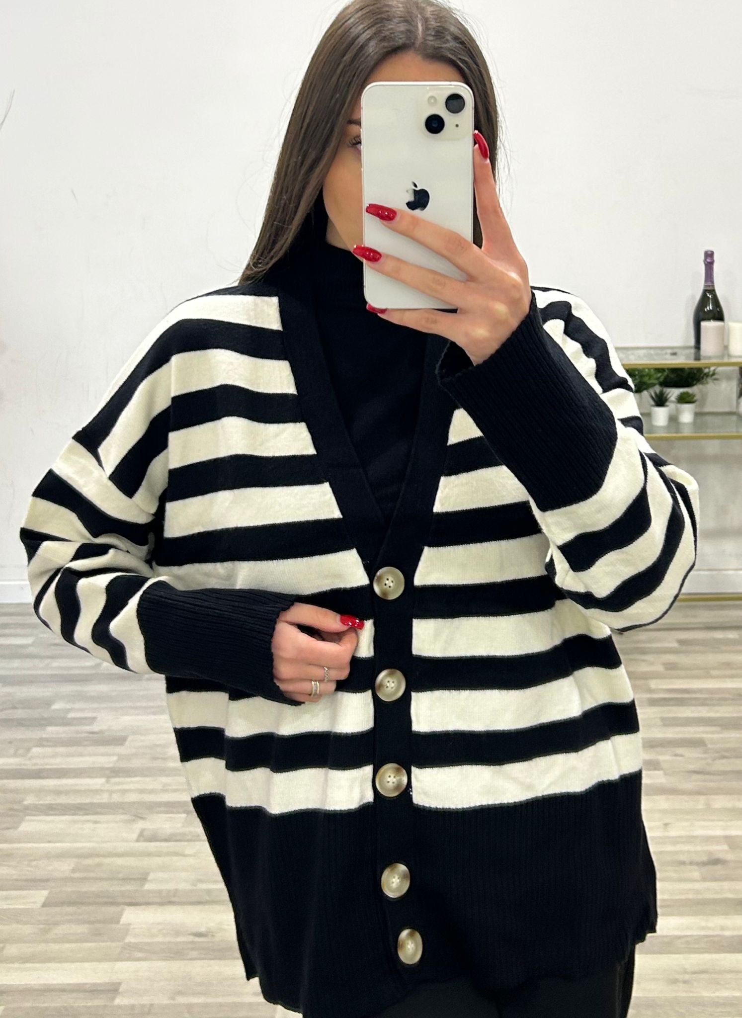 cardigan rigato apricot