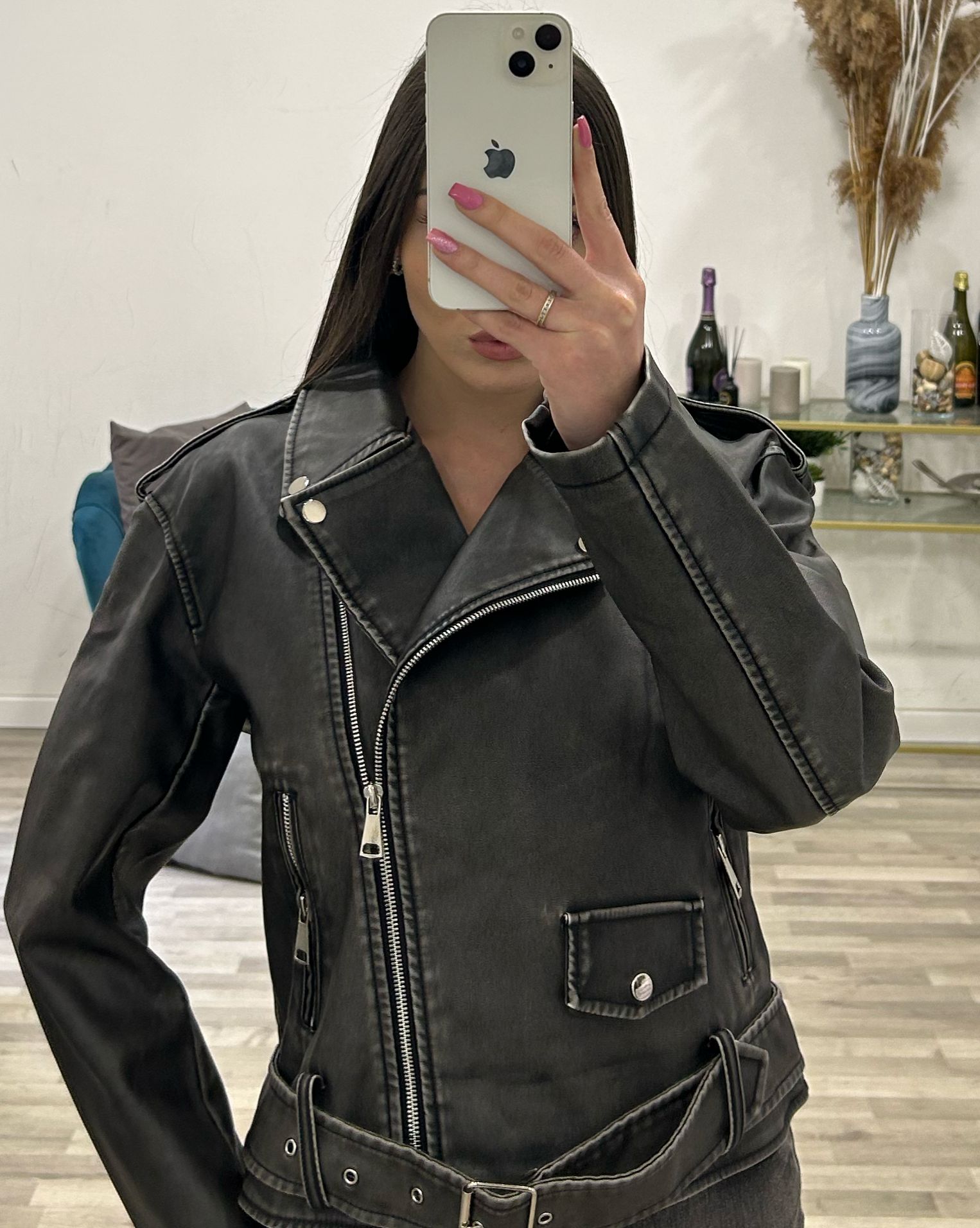 chiodo in ecopelle vintage