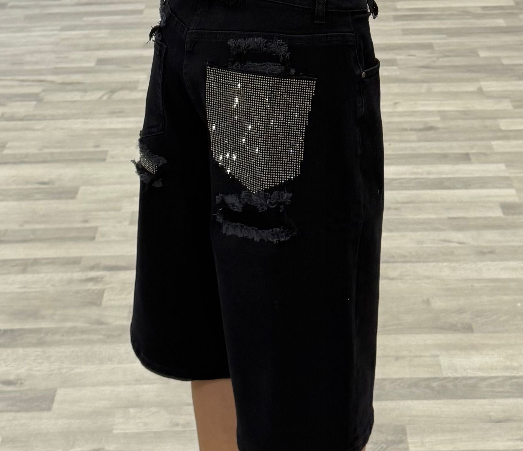 bermuda nero con tasca glitter