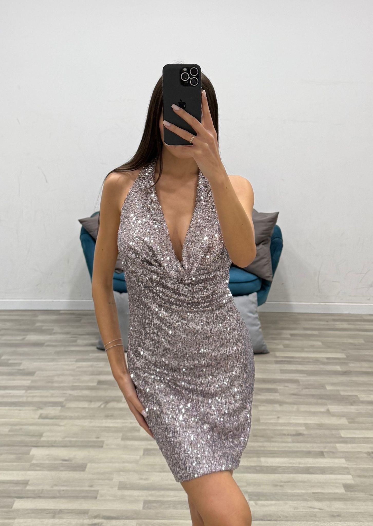 vestitino in paillette scollo bavero