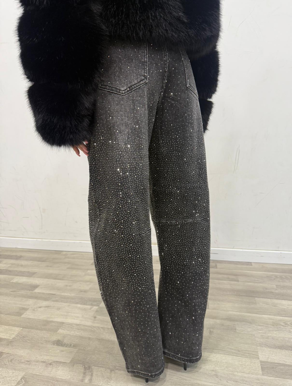 jeans balloon con brillantini