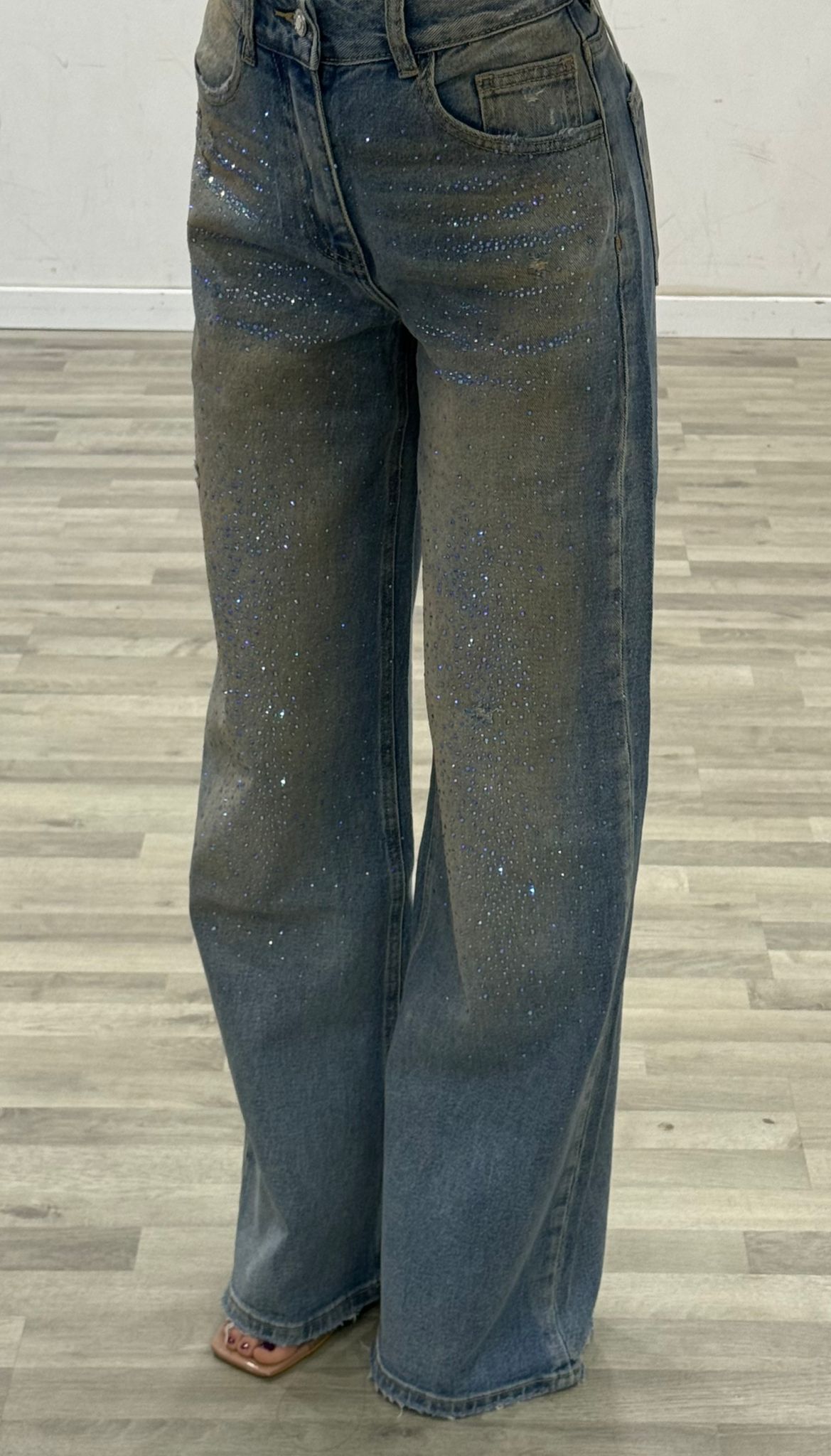 jeans con glitter cielo