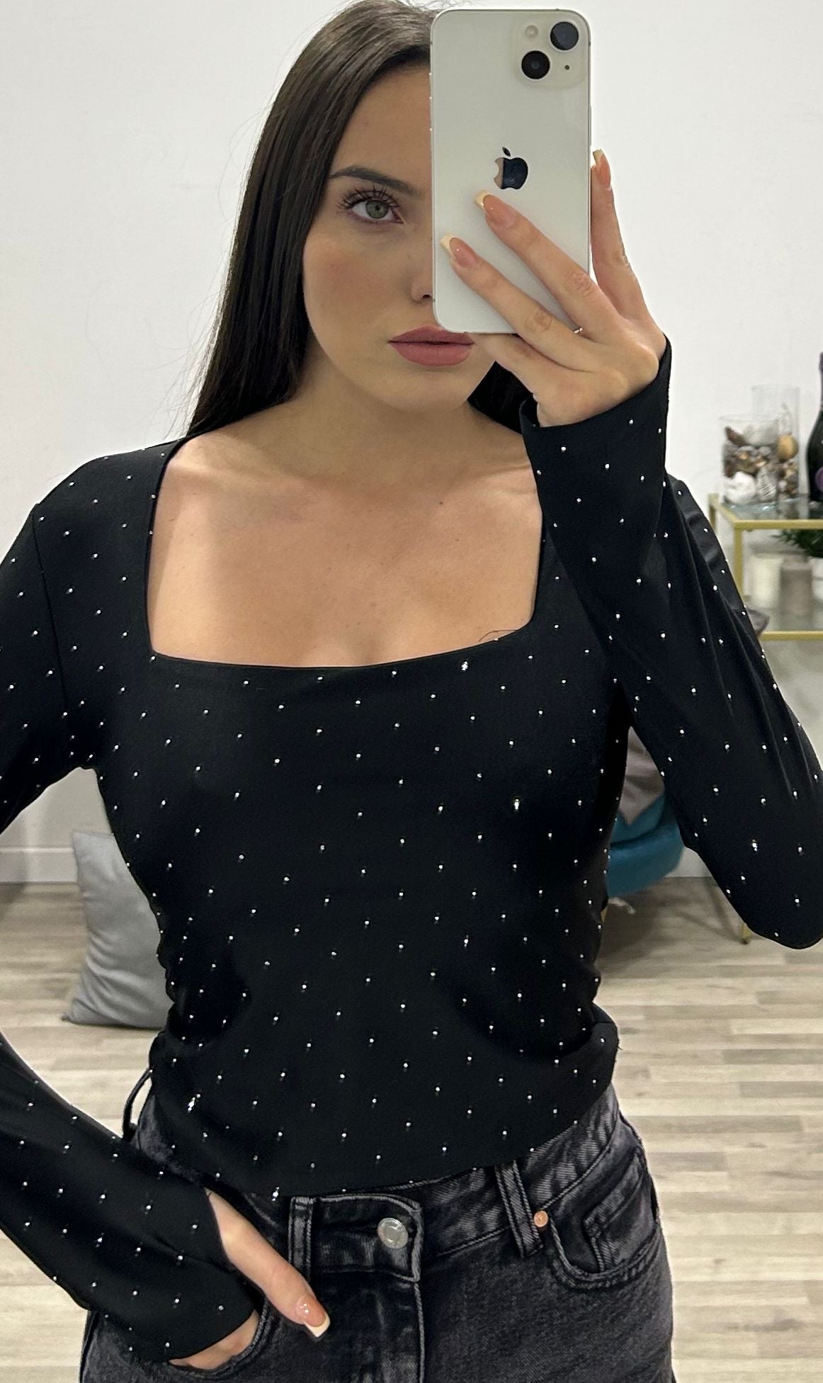 maglia con scollo quadro brillix