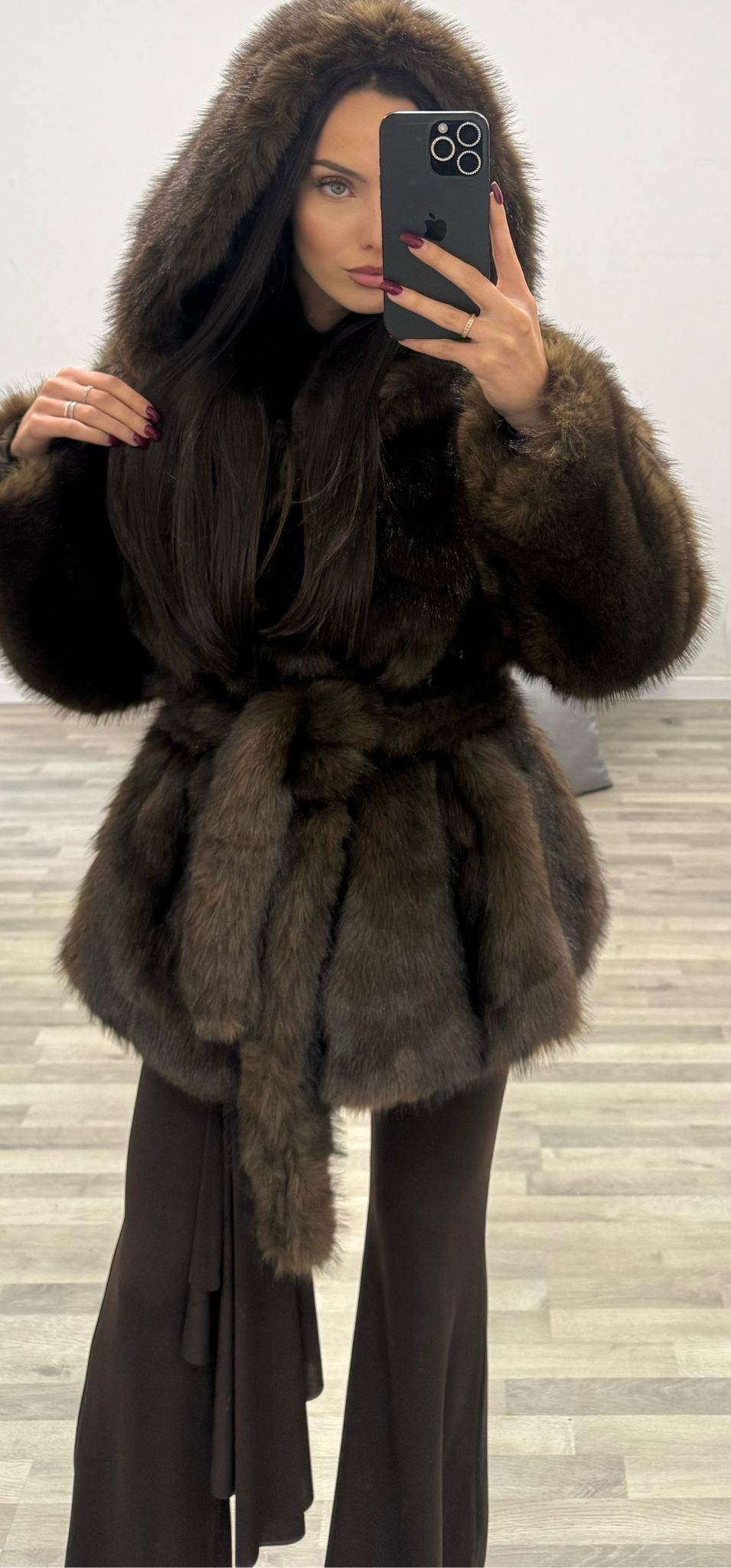 pelliccia con cintura karol