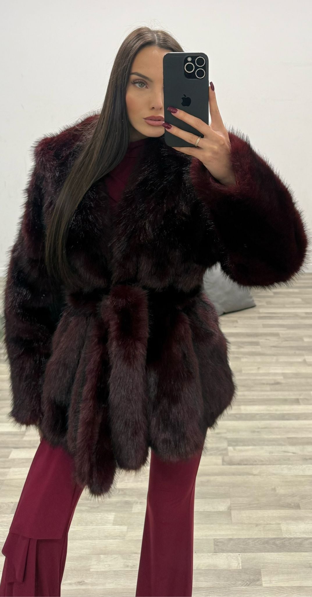 pelliccia con cintura karol