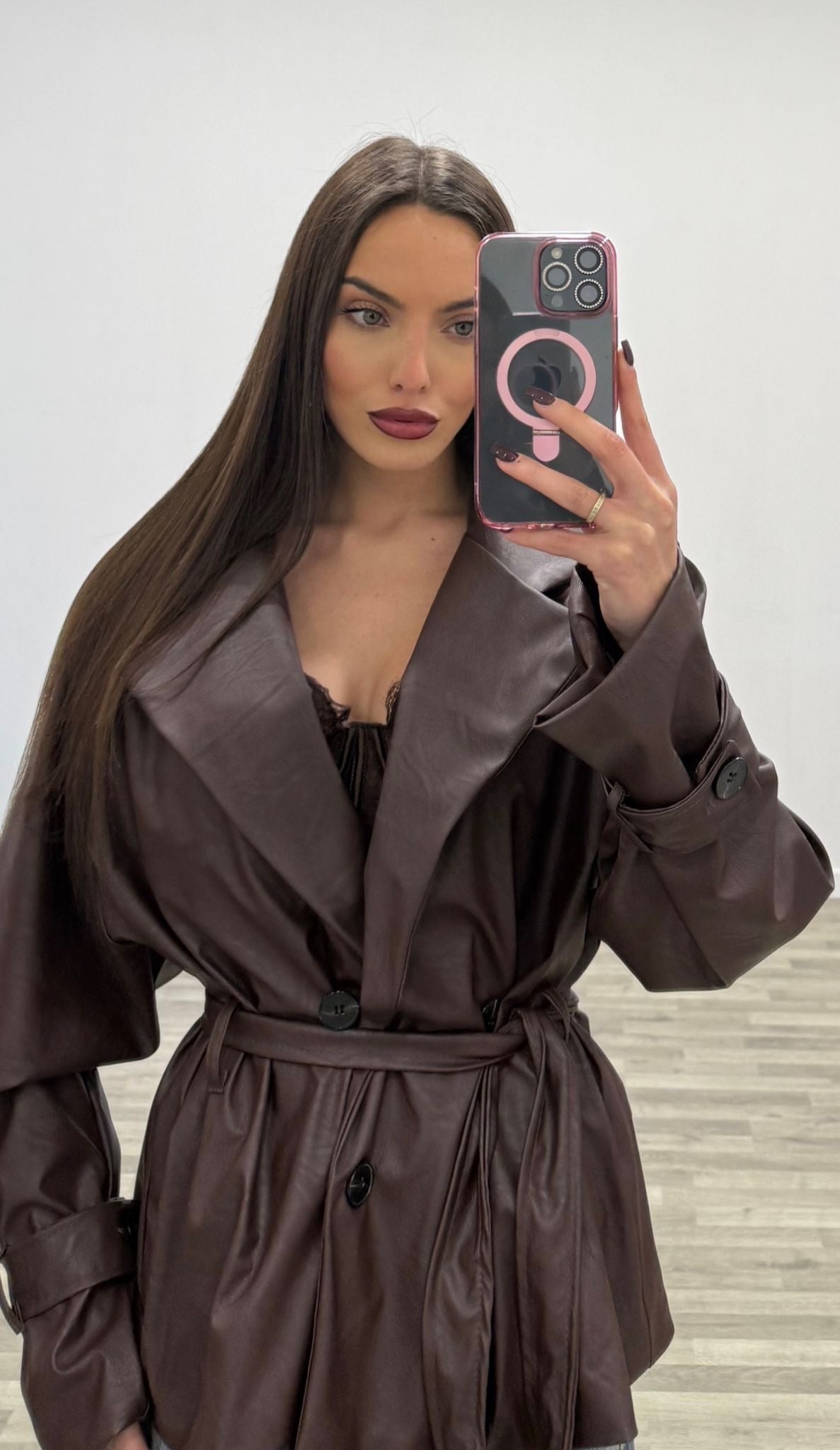 trench corto in ecopelle