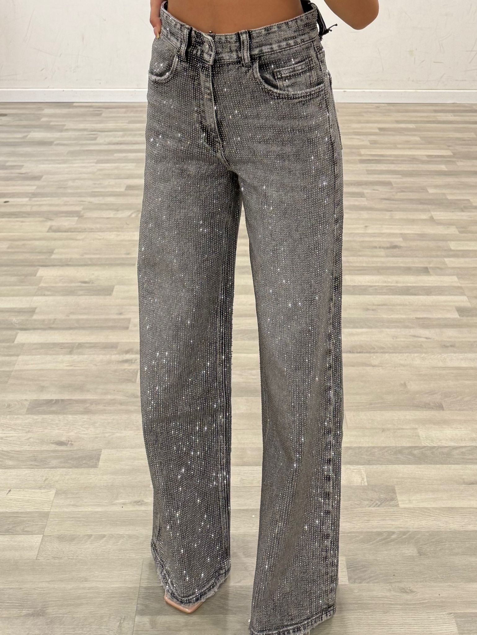 jeans grey superstrass