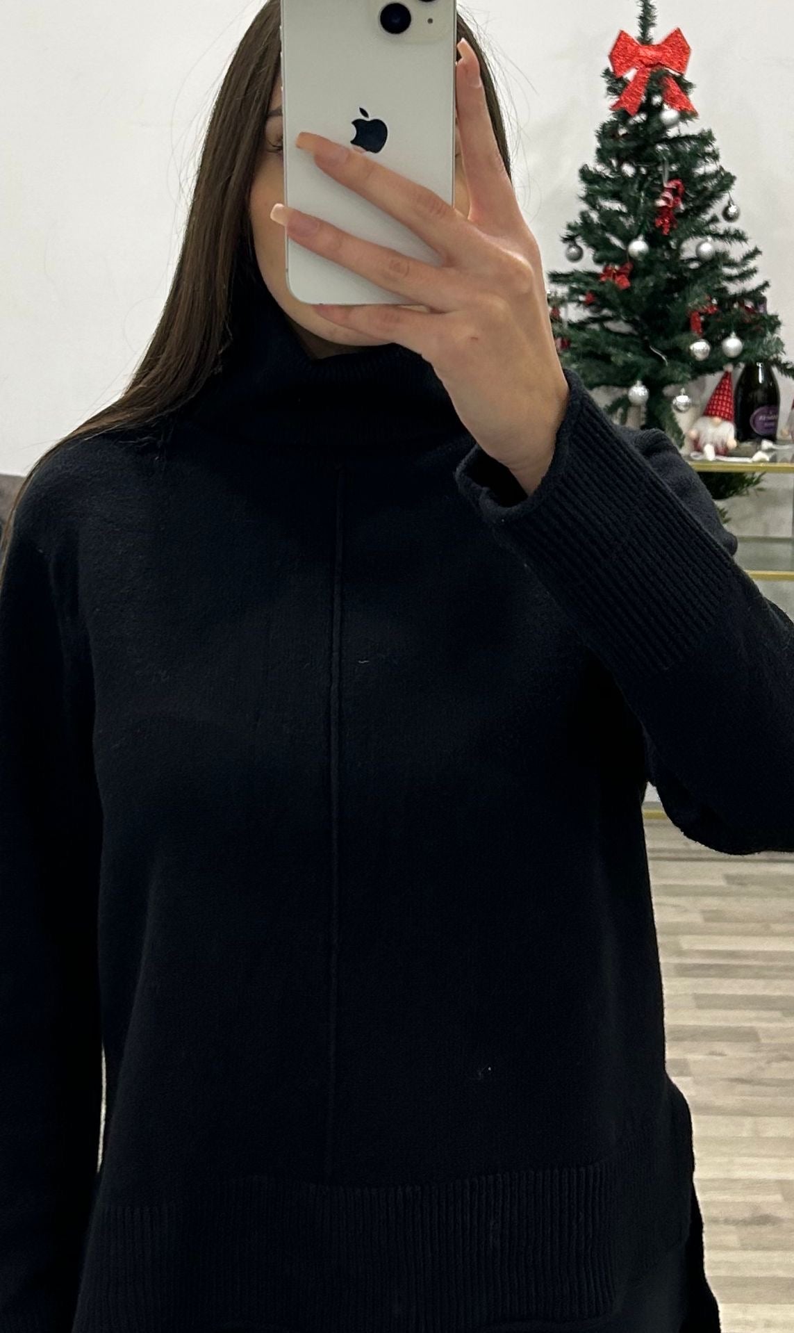 maglia collo alto perla