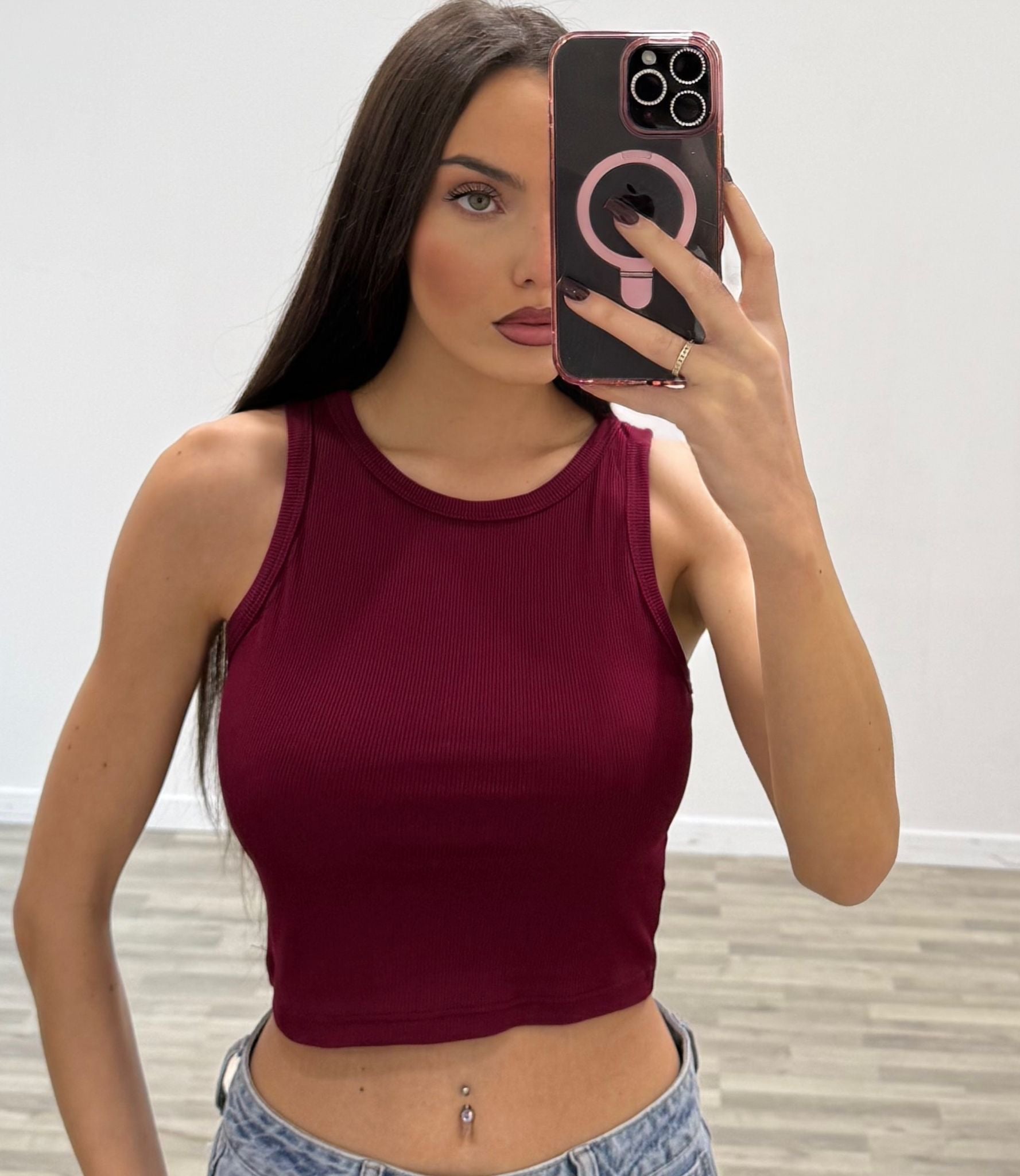 canotta corta a costine