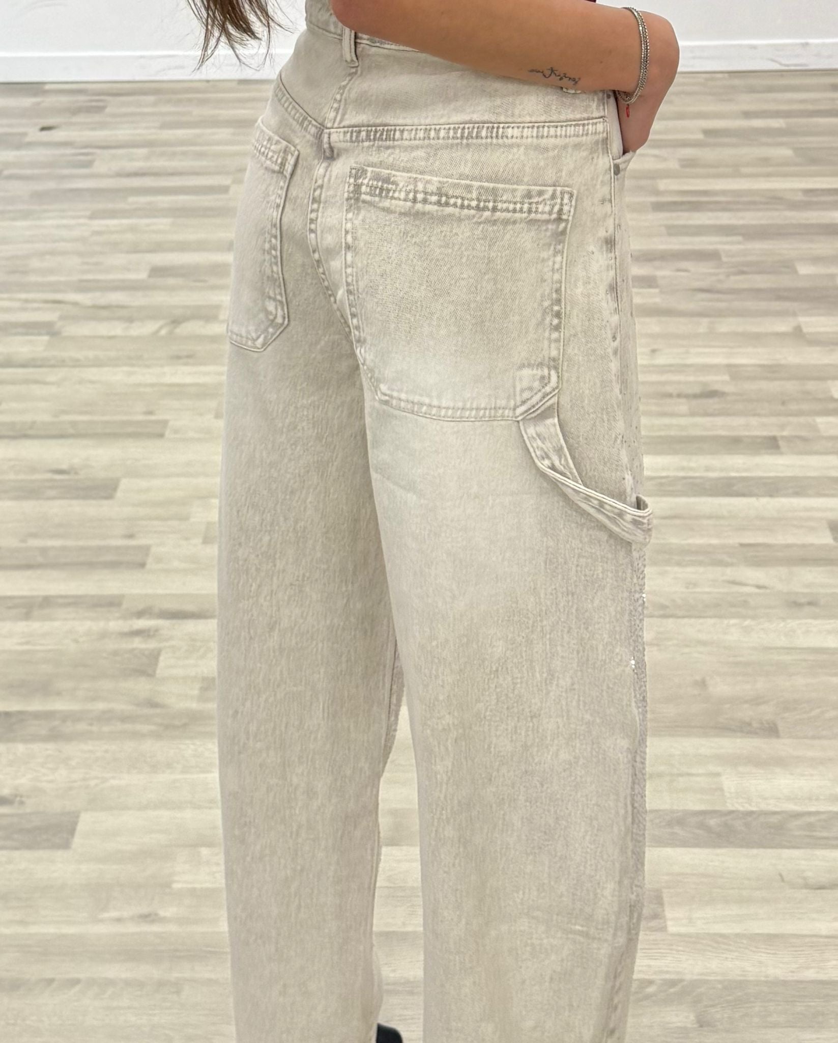 jeans ballon grey con brillantini