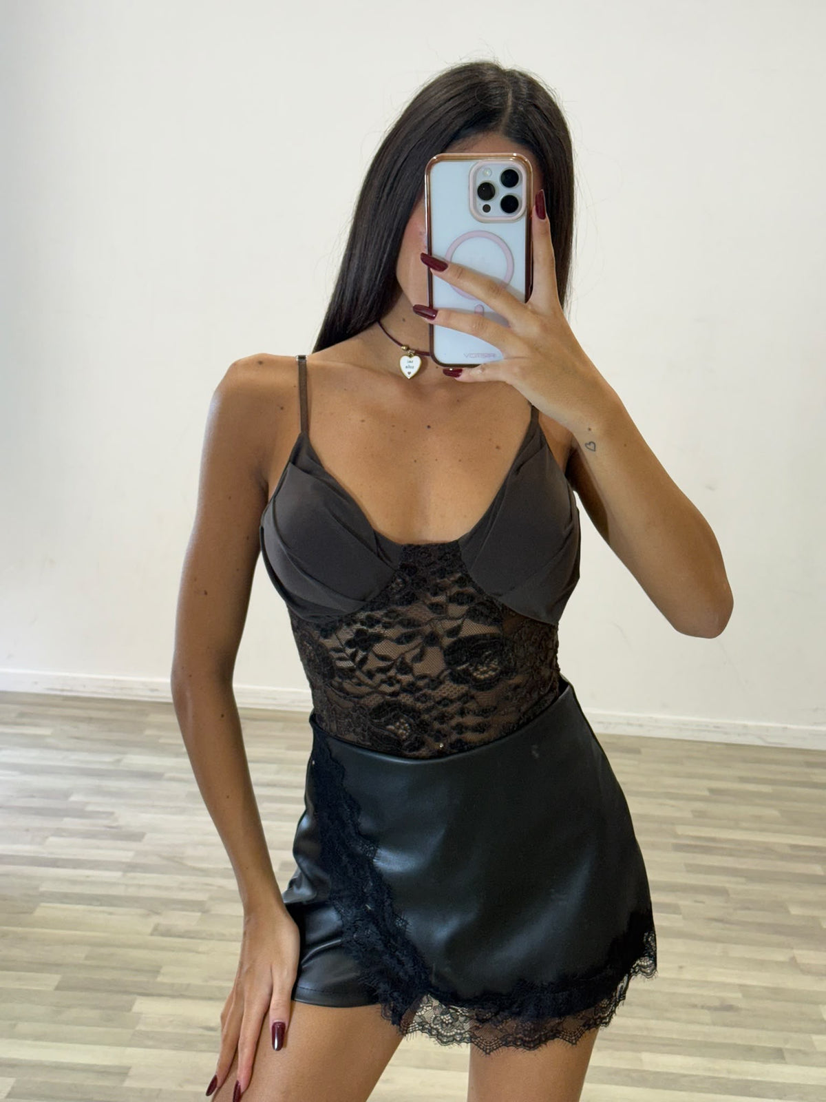 body pizzo e coppe in licra
