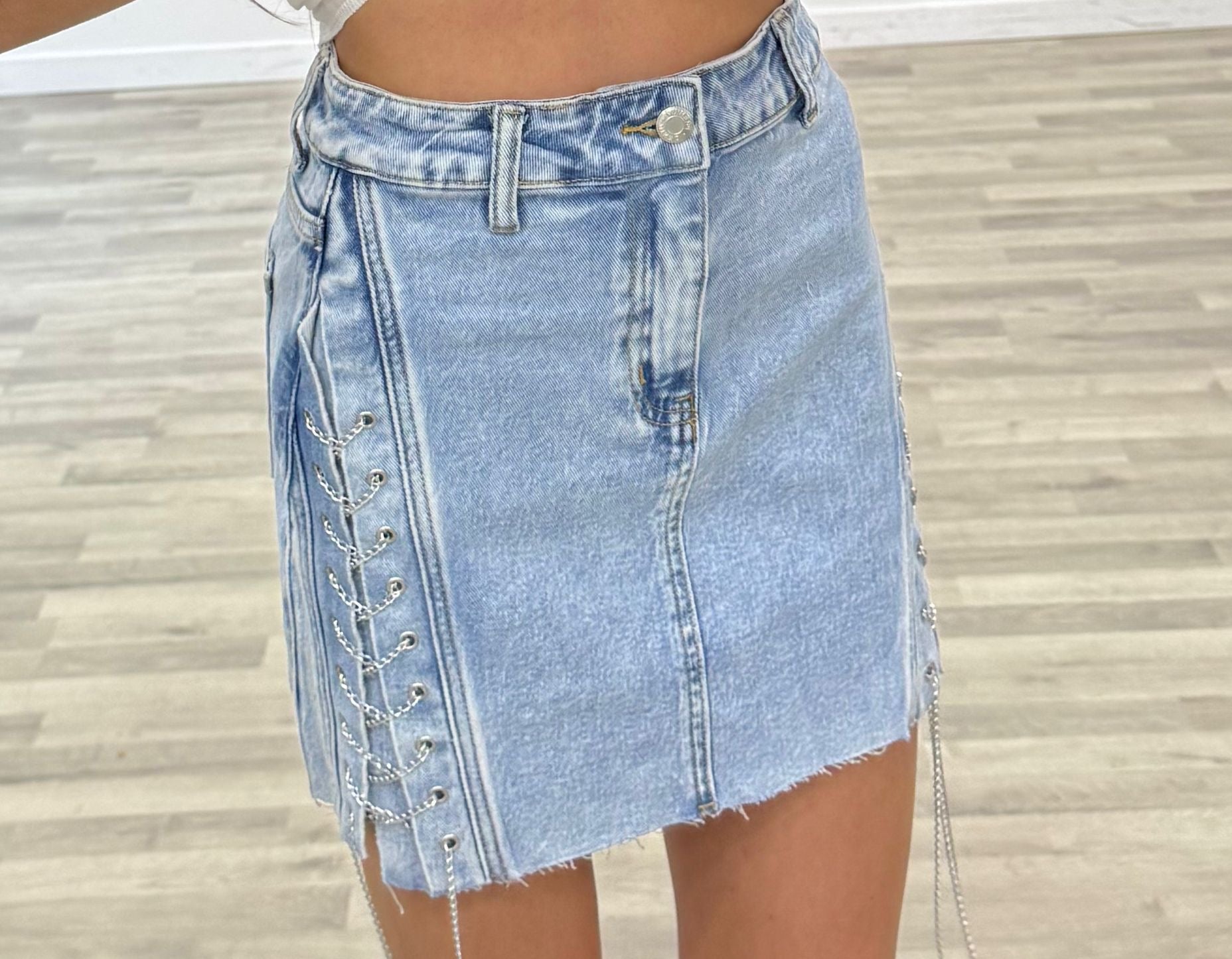 gonna jeans chiara lacci laterali