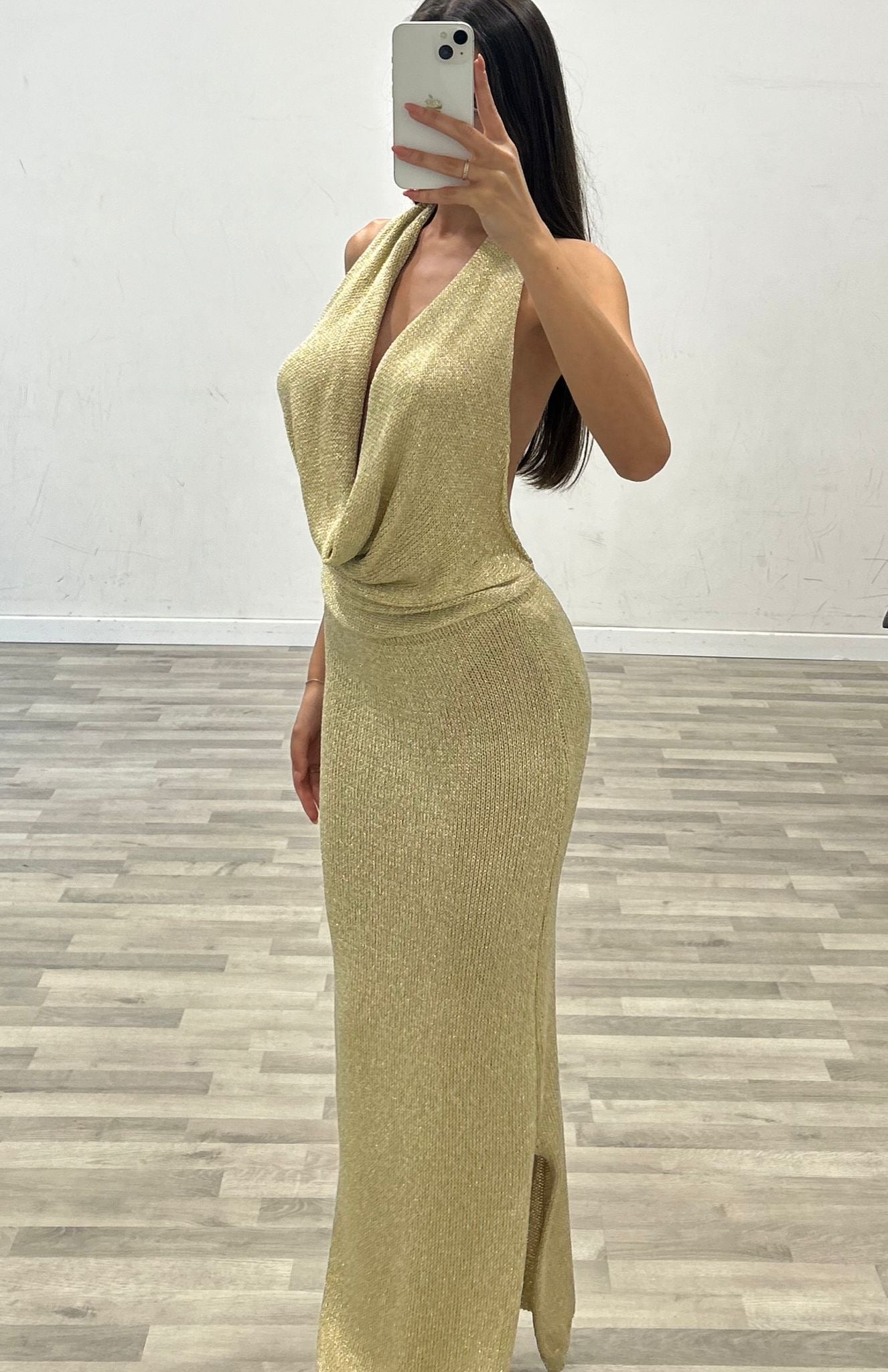 vestito scollo bavero lurex