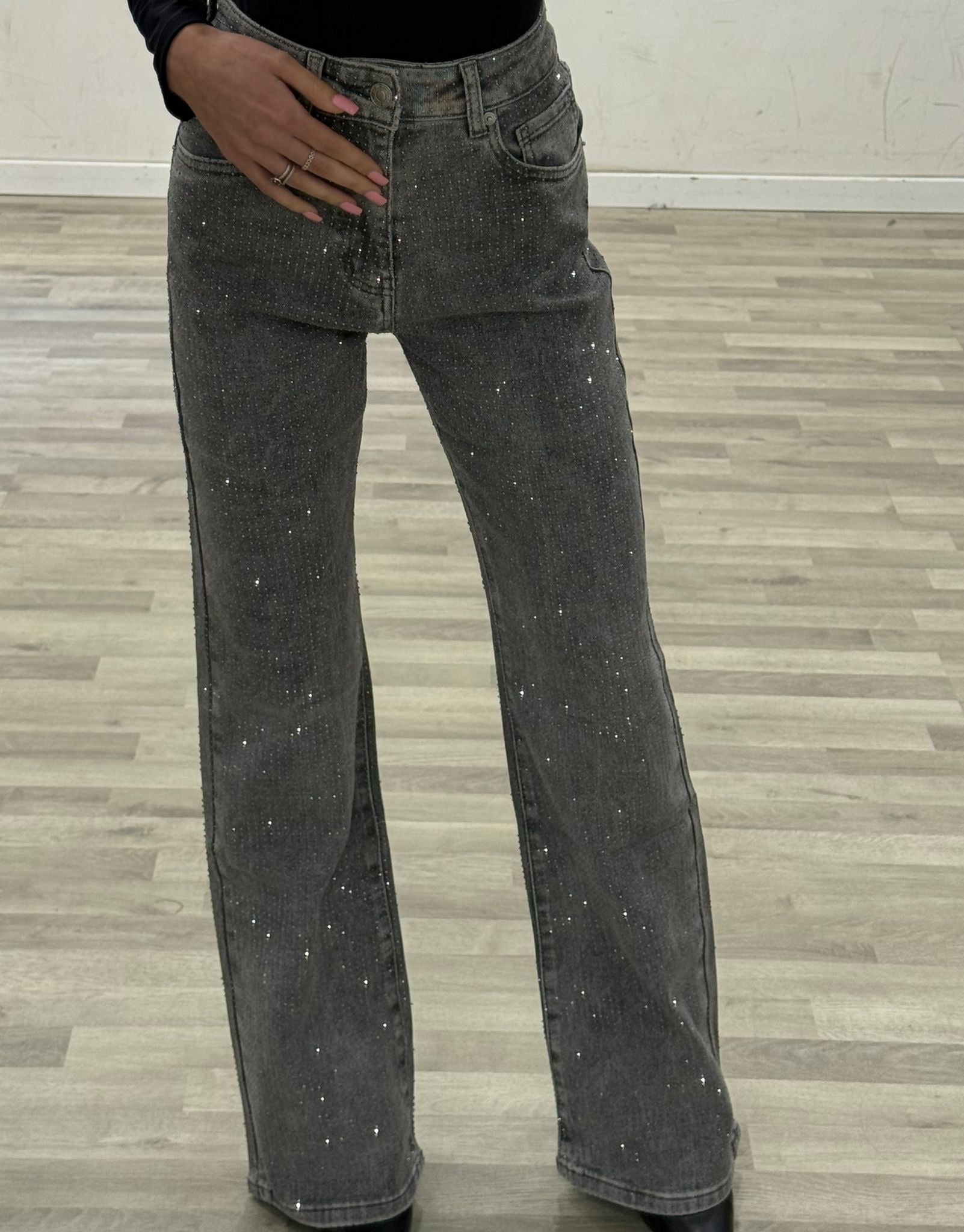 jeans grey superstrass