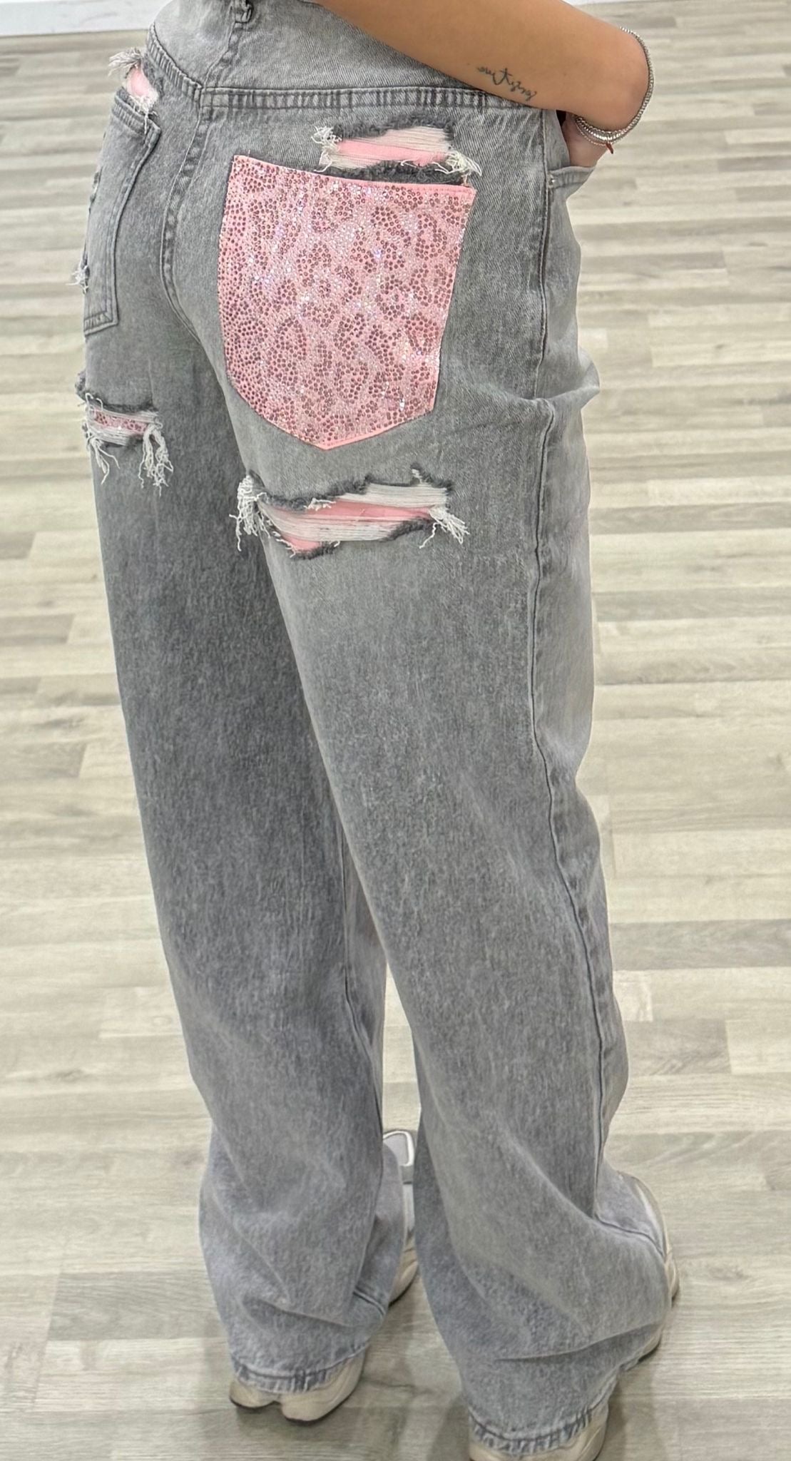 jeans grey new tasca rosa