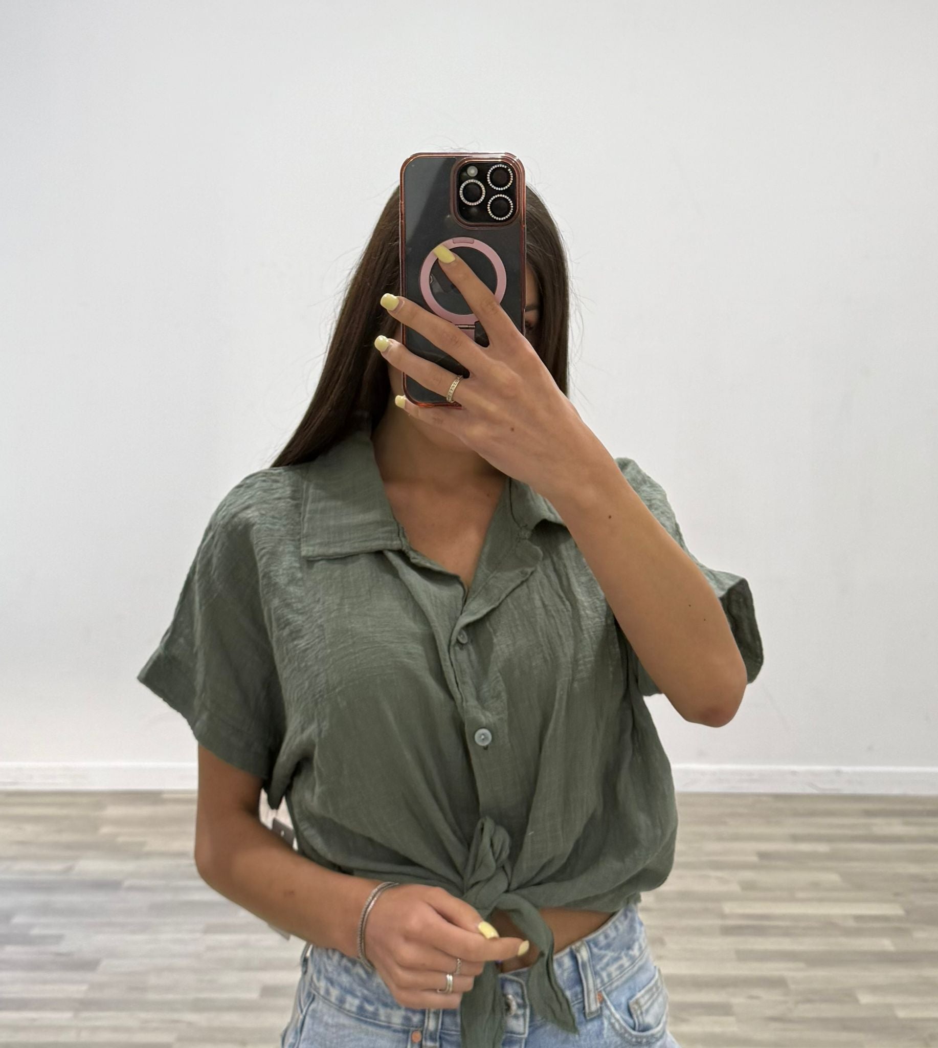 camicia lino con nodo all colours