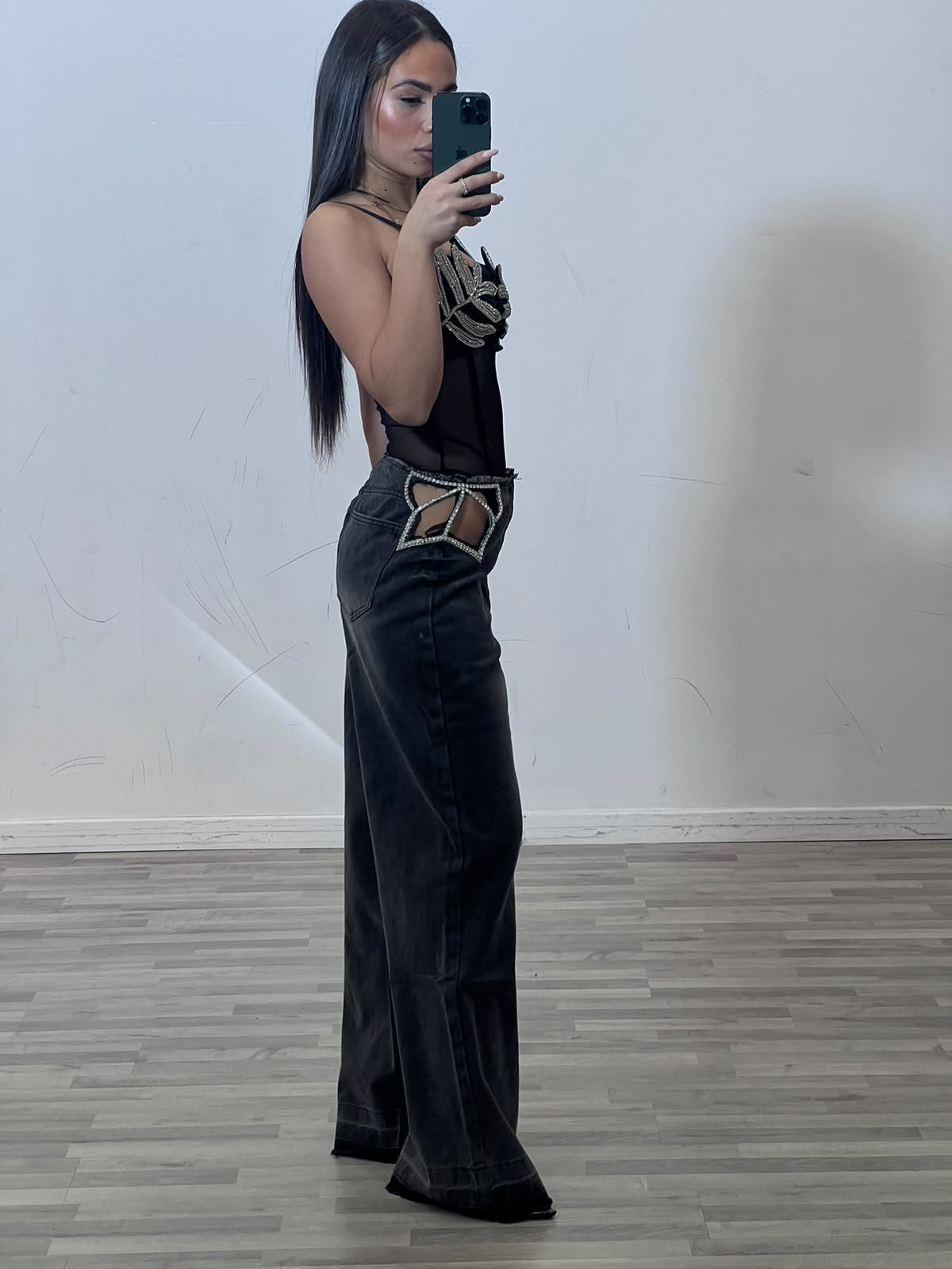 jeans con stella diamante