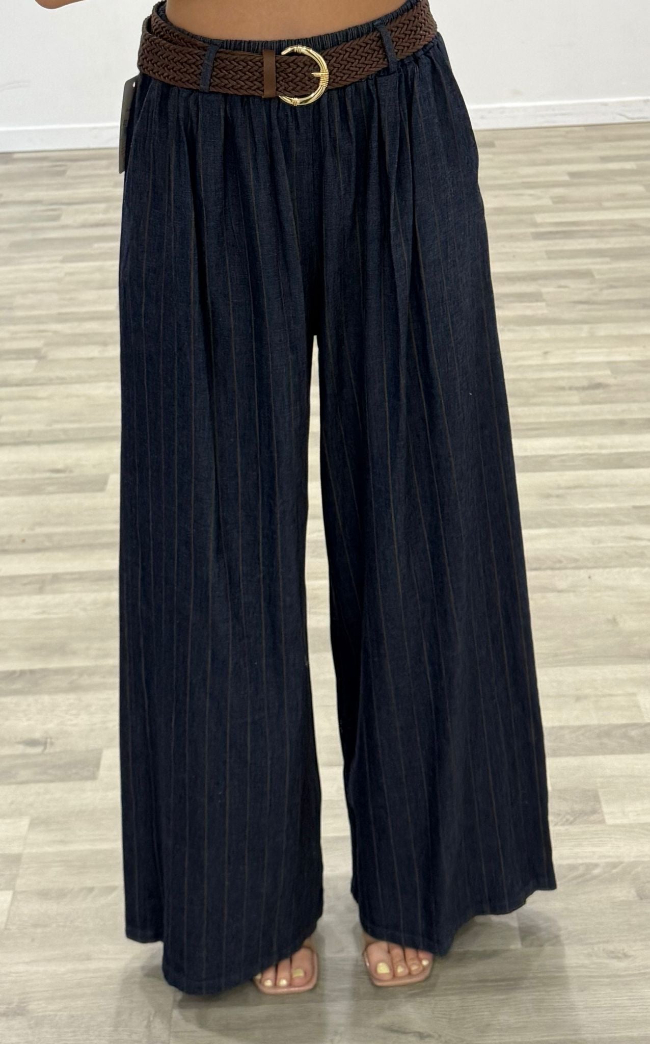 pantalone gessato jeansato