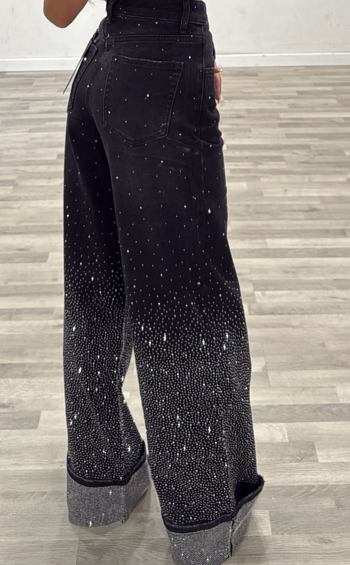 jeans brillantini e risvolto