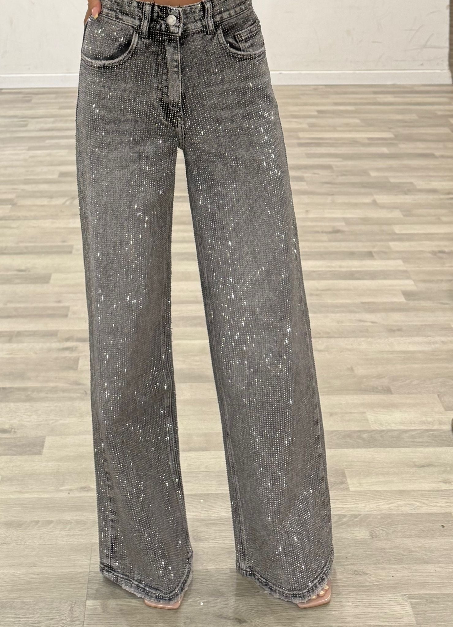 jeans grey superstrass