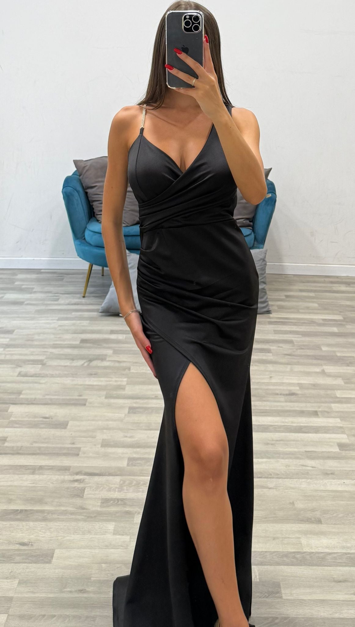 vestito con bretellina di swarosky