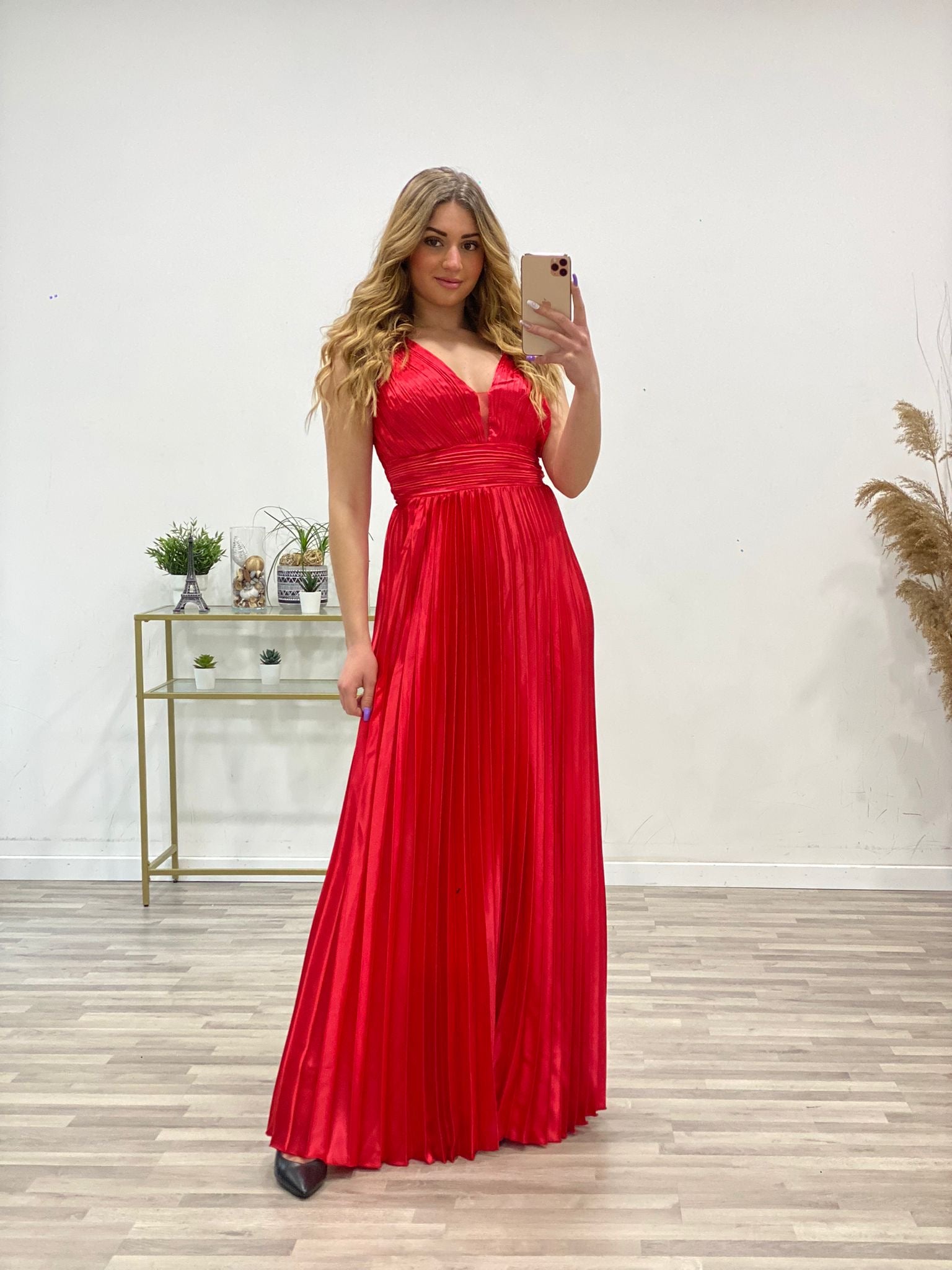 vestito raso plisse'