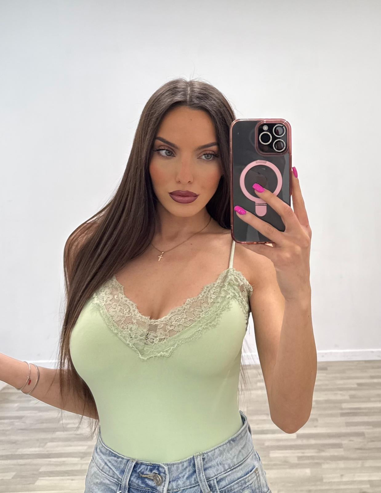 body con pizzo a bretelline
