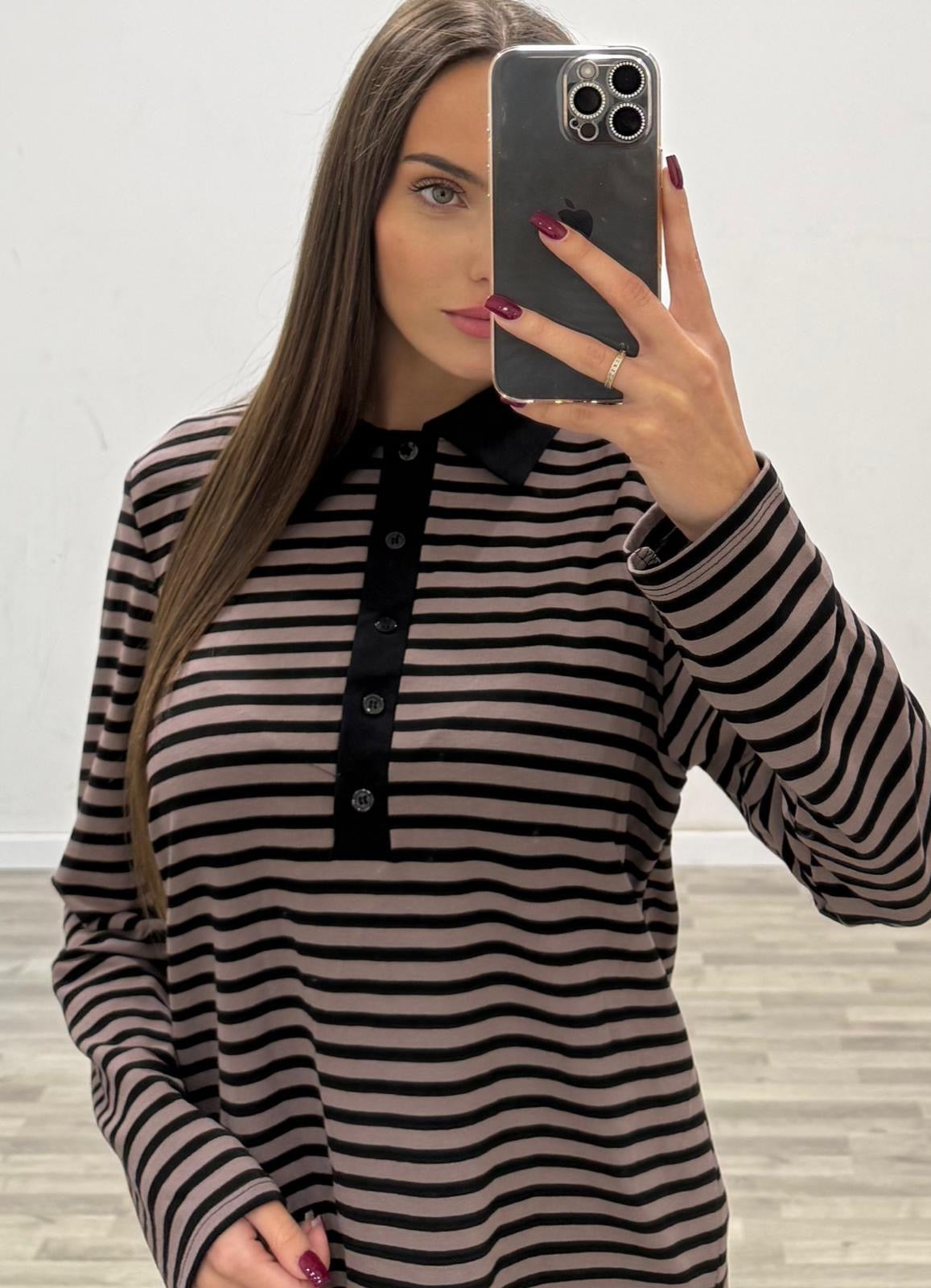 maglia a polo rigata