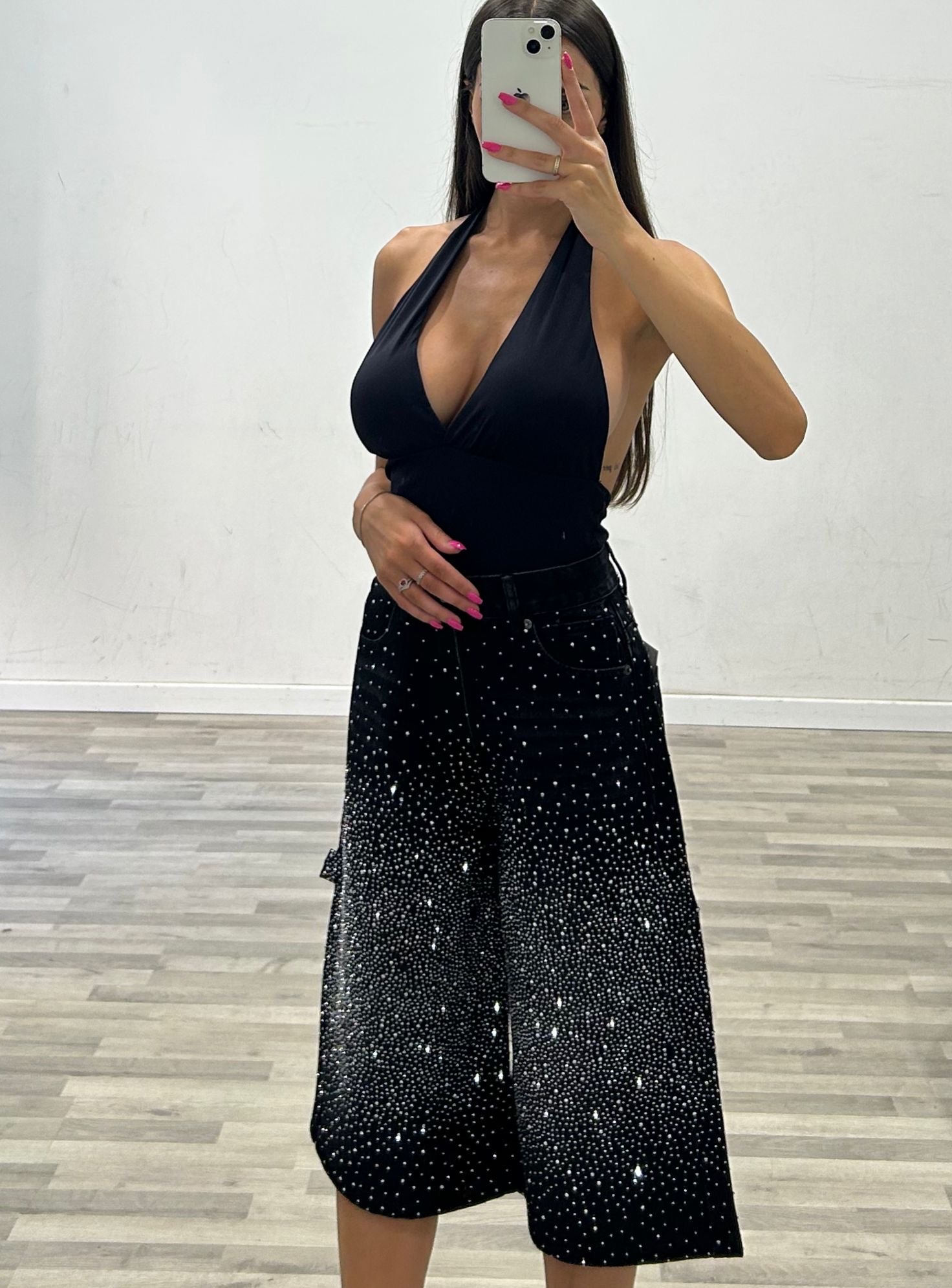 bermuda ballon con brillantini black