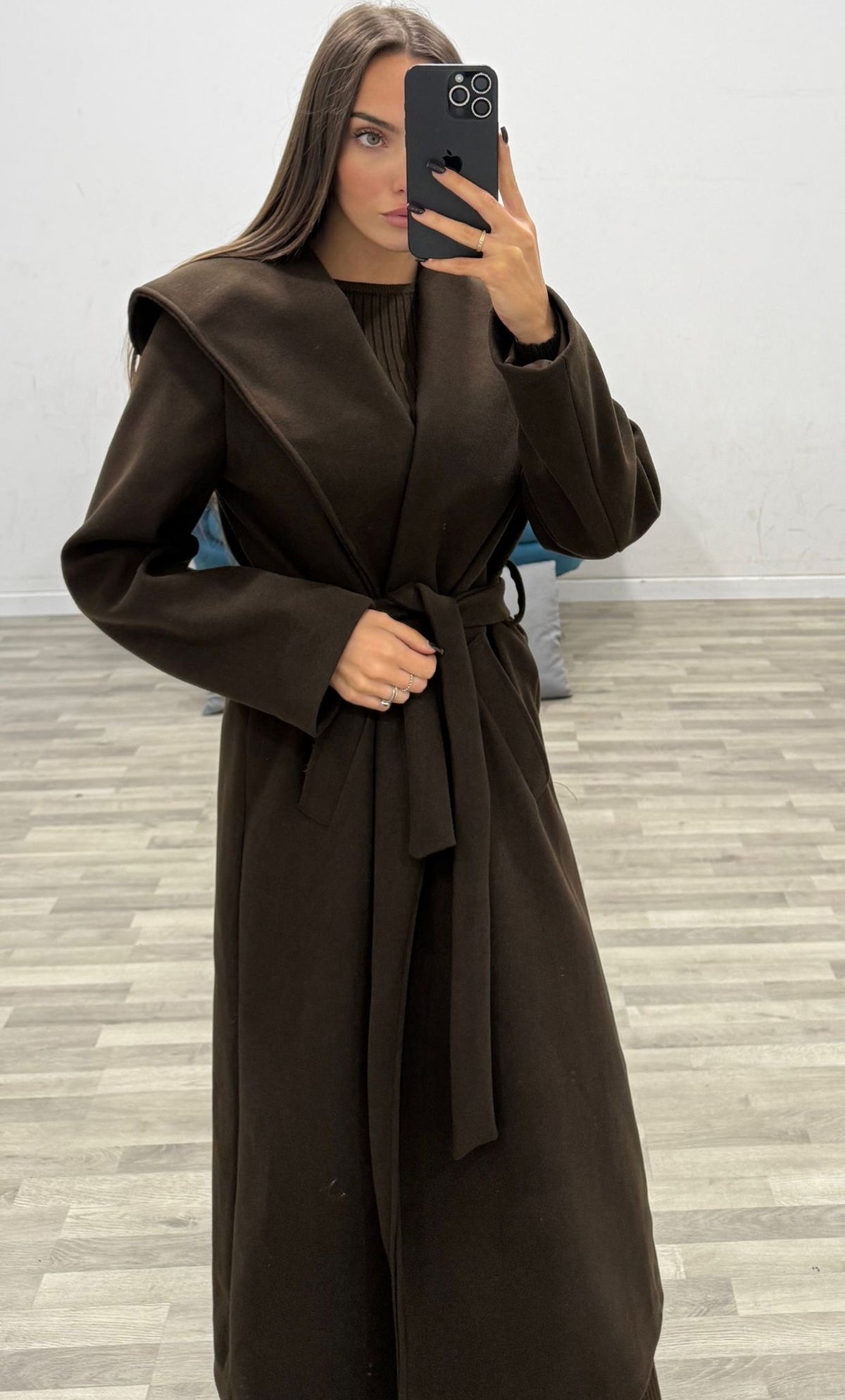cappotto lungo con cappuccio