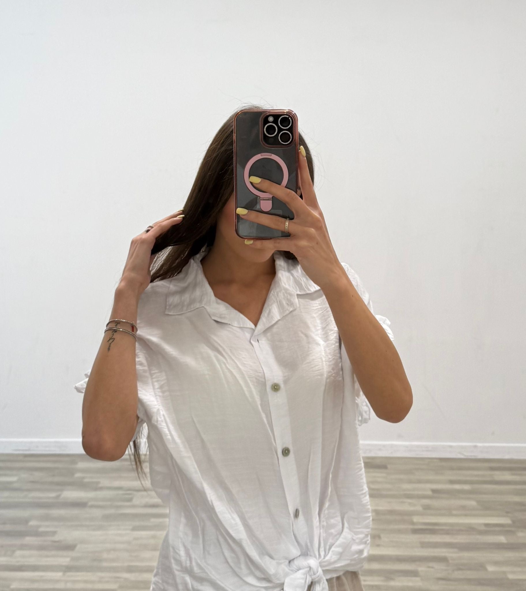 camicia lino nodo white
