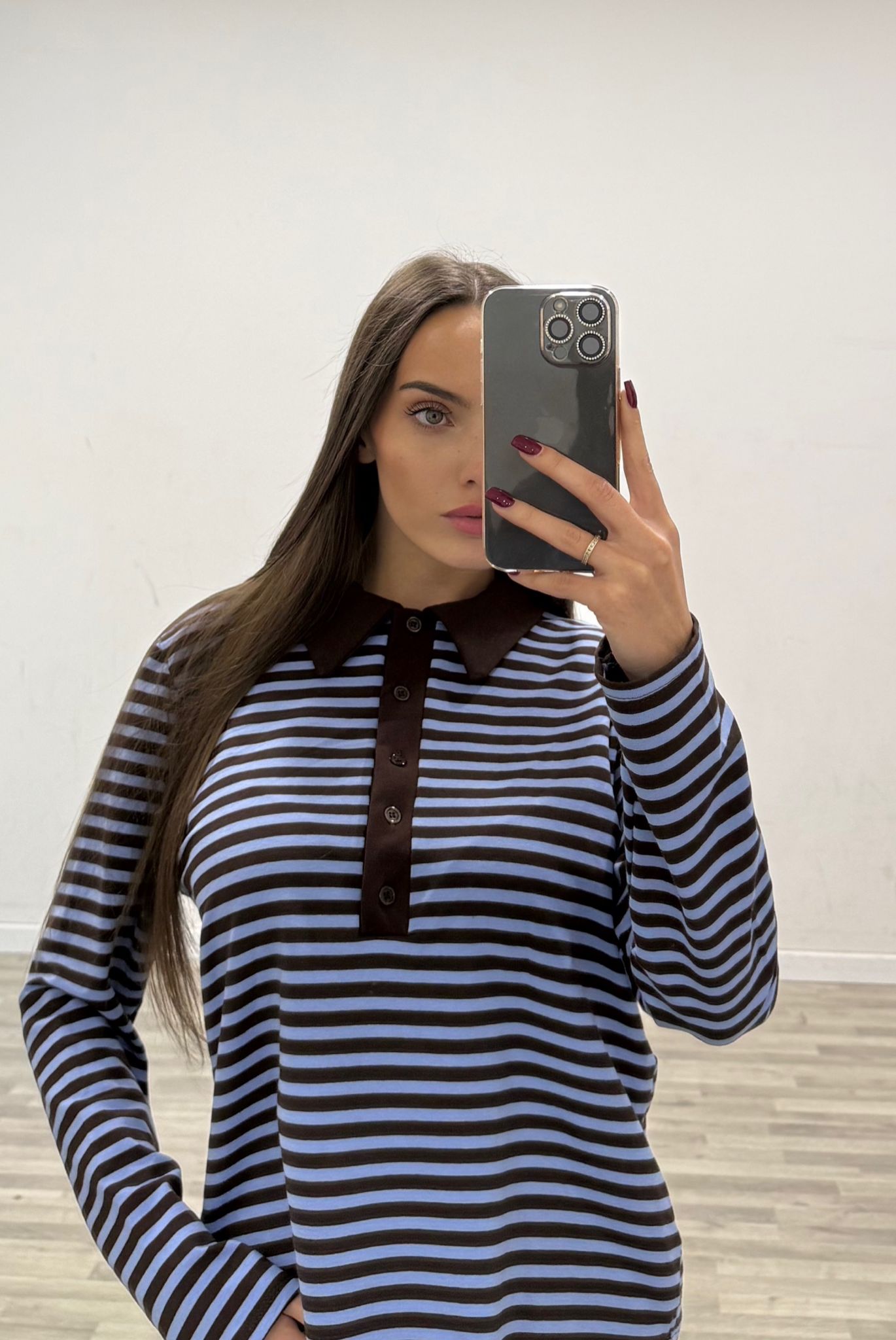 maglia a polo rigata