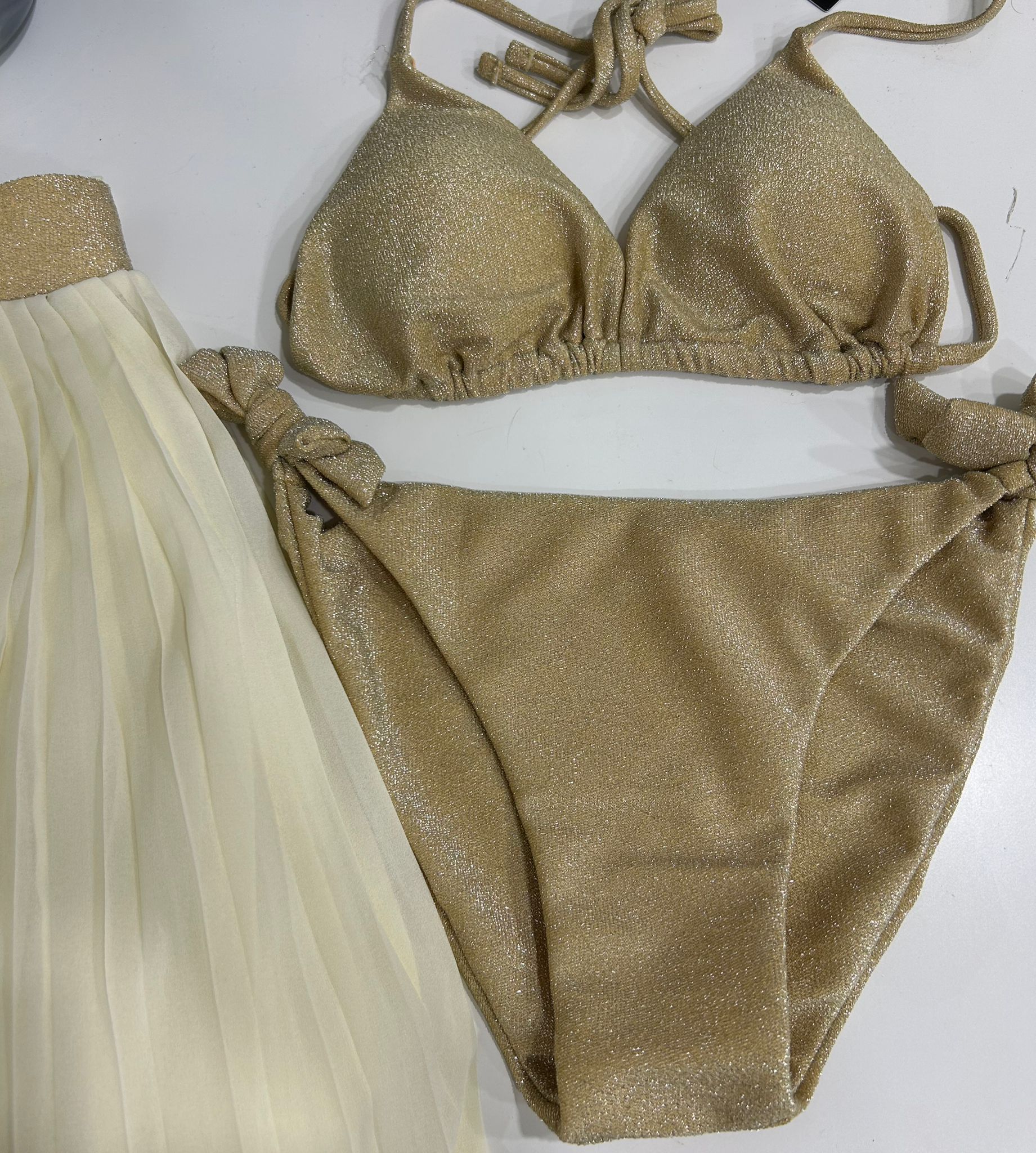 costume lurex con gonna plisse'