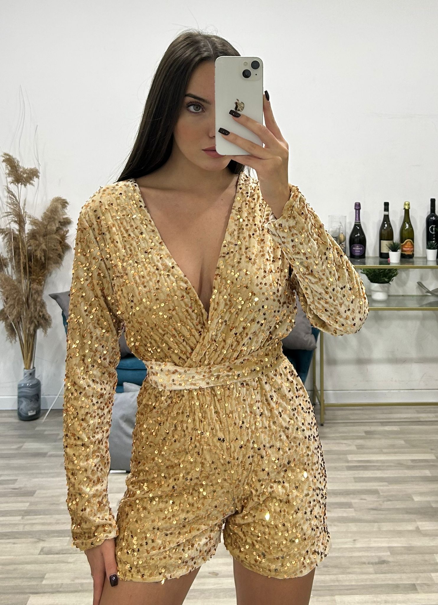 tutina incrociata di paillettes